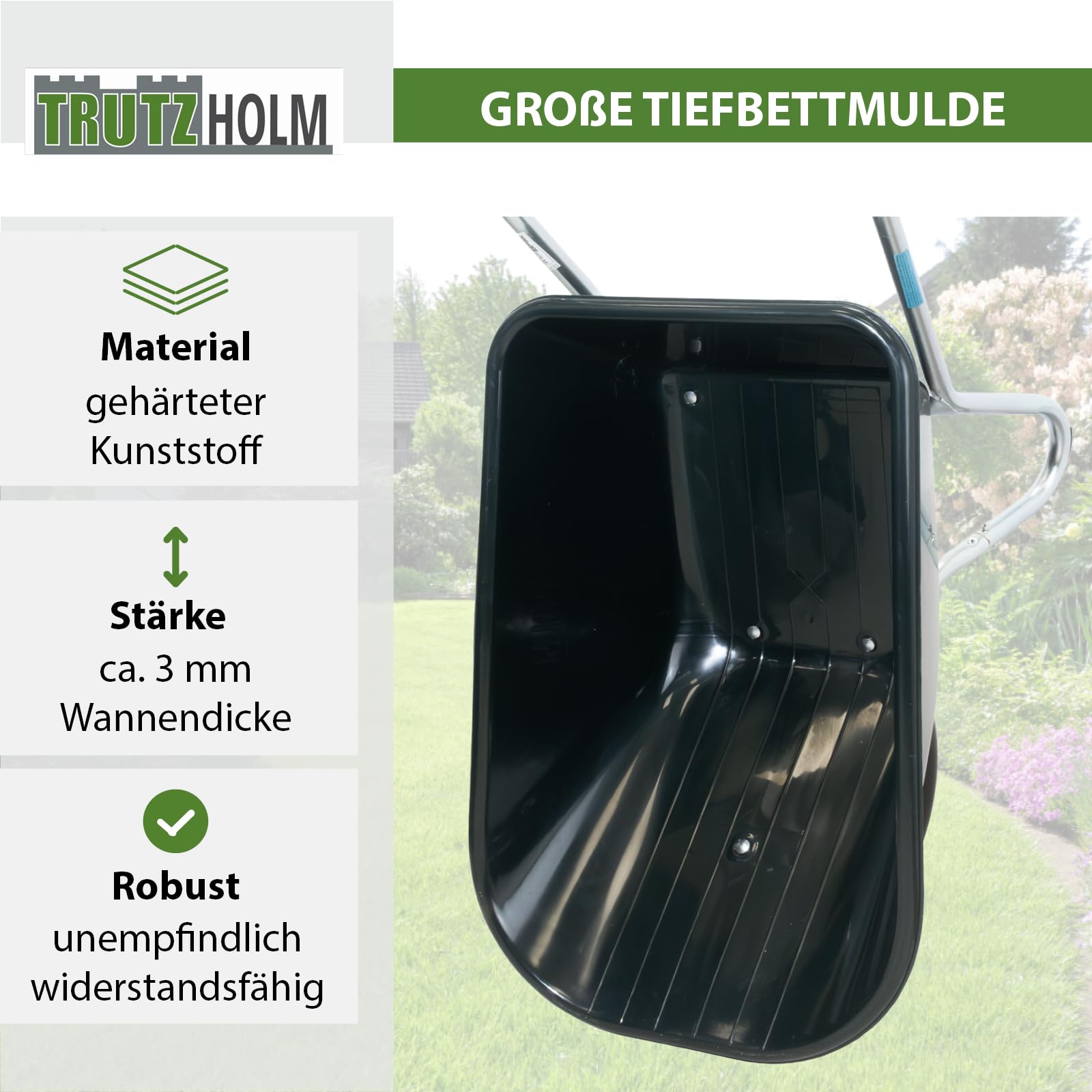 Schubkarre PP 100 l PU Rad BAU Karre Gartenschubkarre Bauschubkarre Schiebkarre Garten