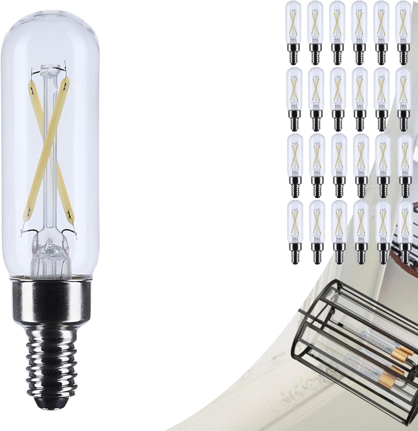 Satco 2.8W T6 LED Light Bulb 5000K Natural Light 200 Lumens Clear 300 Degree Beam E12 Candelabra Base 92 CRI Dimmable Wet Rated IP65 Enclosed Fixture Rated 120V S12519 (24 Pack)