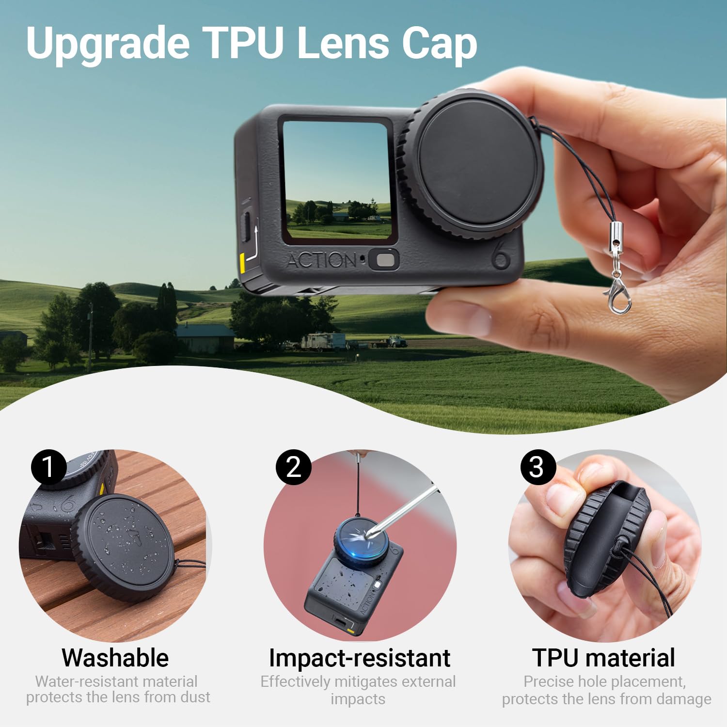 Mini funda de transporte para accesorios DJI OSMO Action 6, bolsa de almacenamiento portátil rígida de poliuretano con protectores de pantalla de lente y tapa de goma para cámara de acción