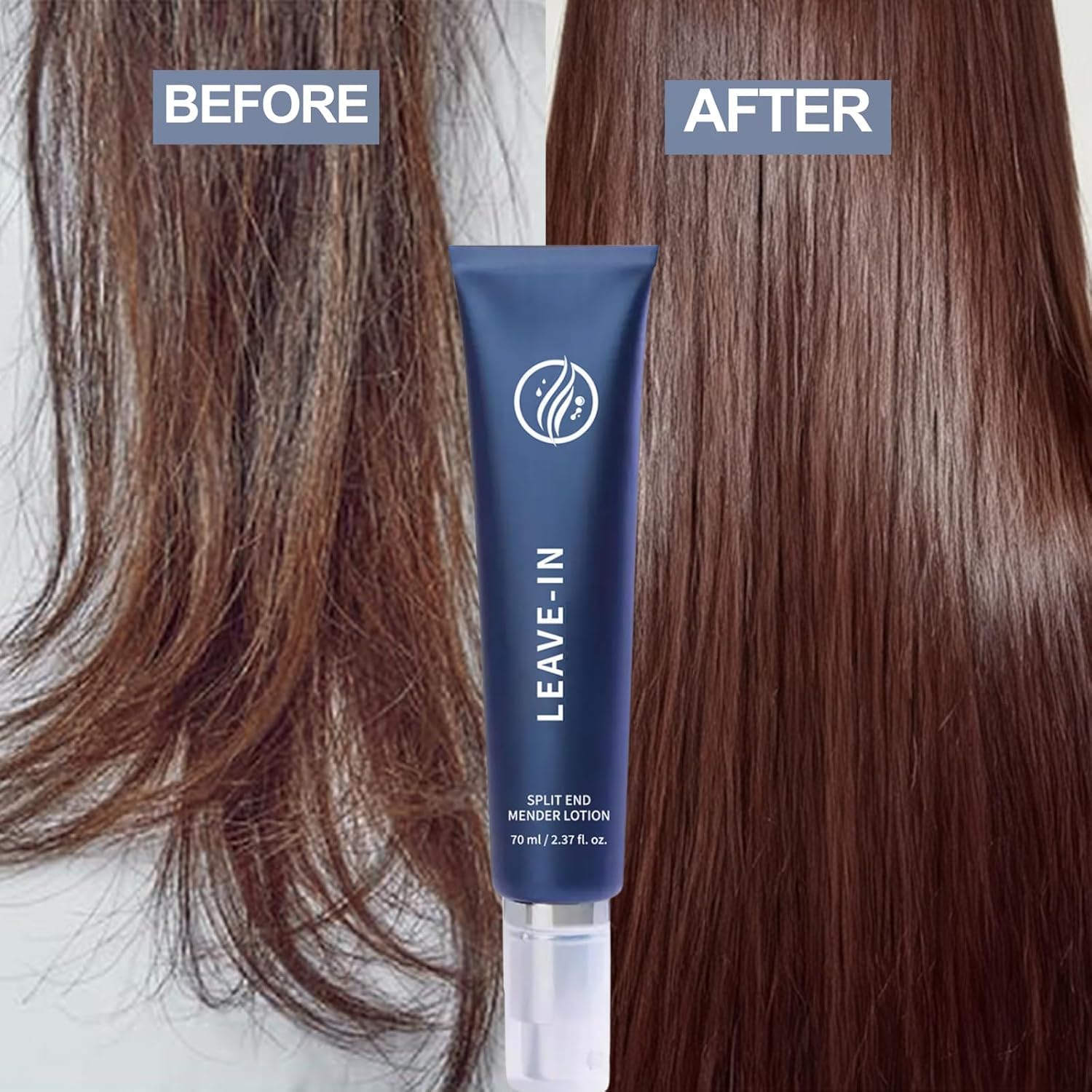 Repair Serum ohne Ausspülen für Spliss, spendet trockenem und geschädigtem Haar Feuchtigkeit mit Leinextrakt und Keratin und hat eine leichte Textur.