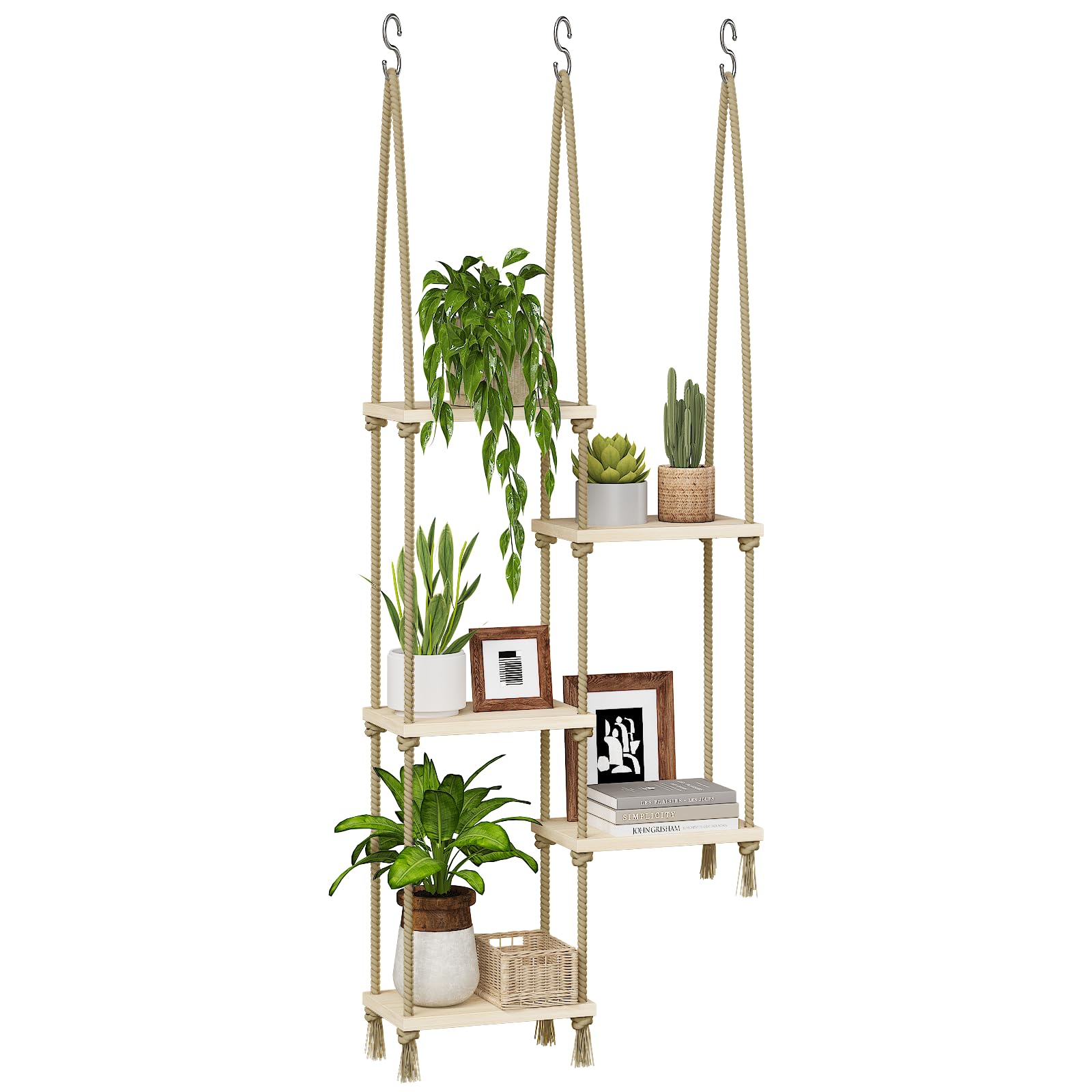 Bamworld Estantes Colgantes para Plantas Colgador de Plantas de Interior Estantes para Plantas de Ventana de Madera Estante de Pared para Plantas de Ventana Estante para Plantas de Alféizar de Ventana