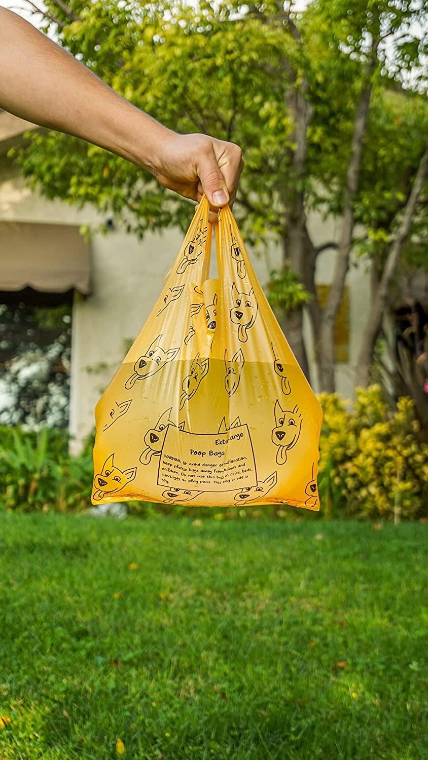 Extra Large Dog Poop Bags Extra Thick 20-micron Strong Dog Waste Bags with Handles 350 Count Box Great for Large Dogs or Multiple Dogs
