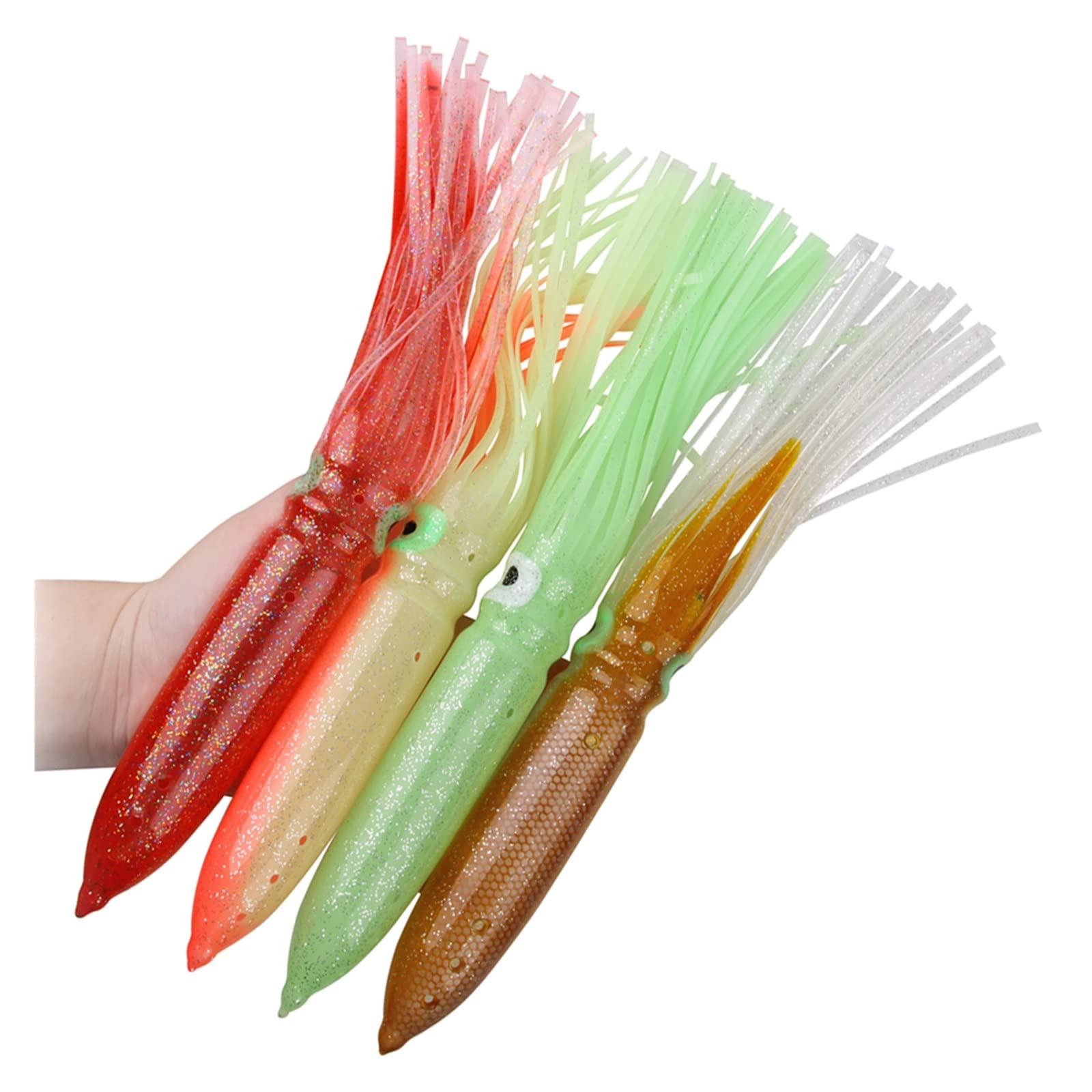 XILILHC 10 Esche da Pesca da 30 Cm/11,81 Pollici 56 G, Gonne Morbide for Calamari | Esca da pesca alla traina for polpo for esche da jigging in silicone
