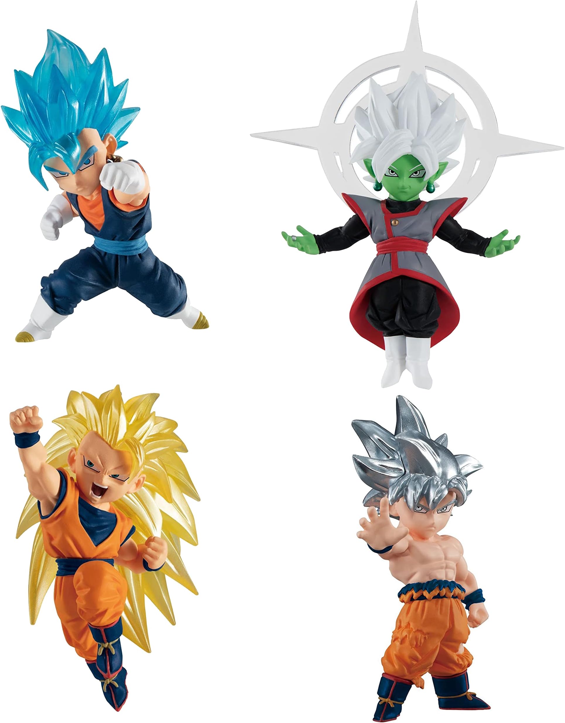 Dragon Ball Super Adverge 2" Figures Box Set 4 - Super Saiyan Vegito, Zamasu, Super Saiyan 3 Goku, Ultra Instinct Goku, (86611)