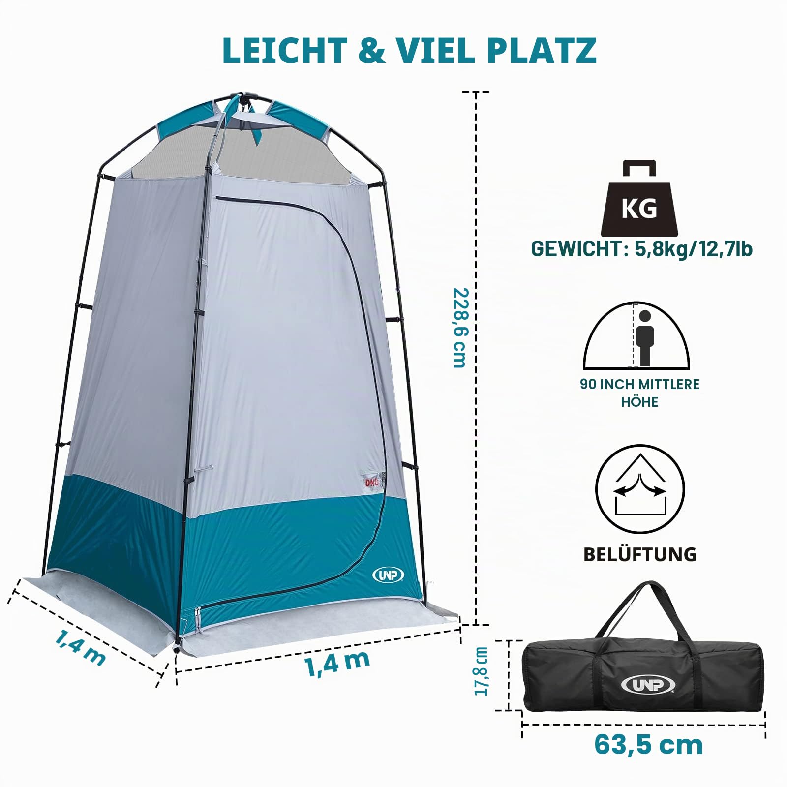 UNP Camping Duschzelt, Outdoor-Camping, Sichtschutz, Umkleidezimmer, tragbares WC-Zelt für Wandern, Sonnenschutz, Picknick, Angeln