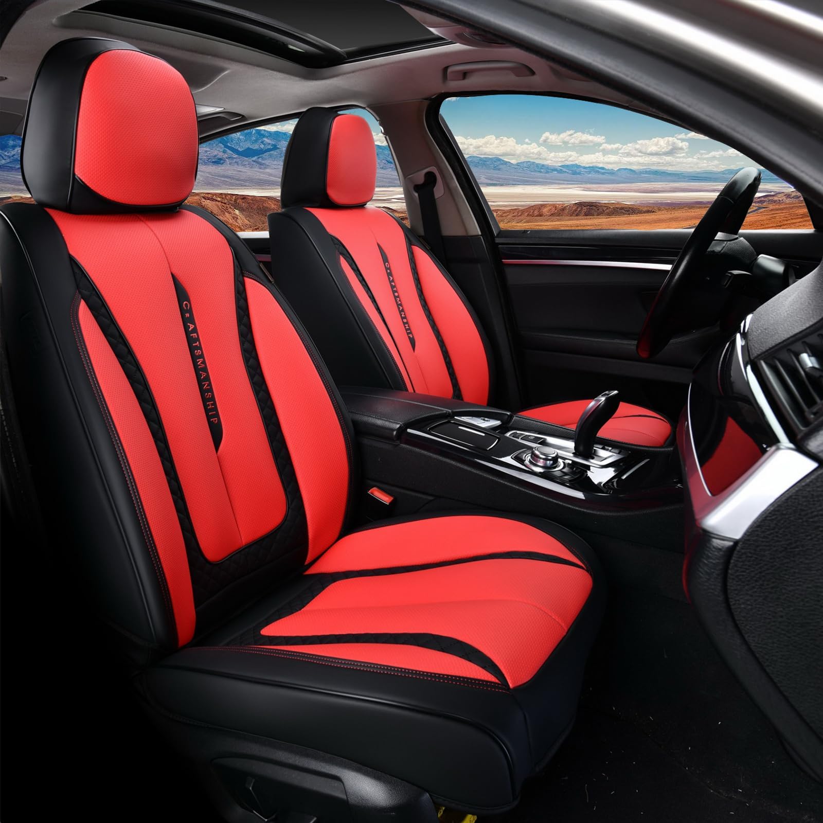 Coverado Car Seat Cover, Car Seat Covers Front Seat, Red Seat Covers Front Seats, Nappa Leather Waterproof Car Seat Cover, Car Seat Cushion, Car Seat Protector Universal Fit Most Cars