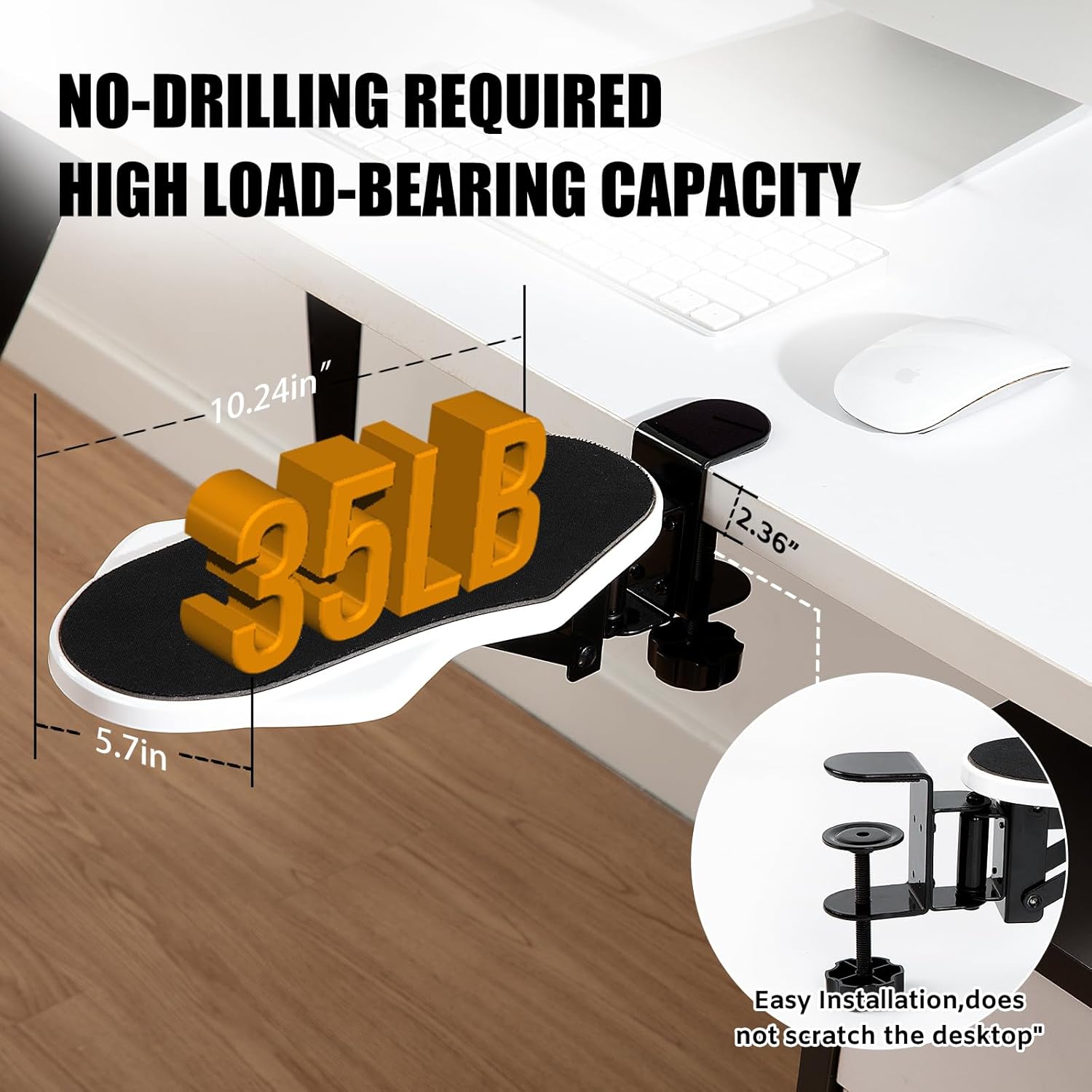 Computer Arm Rest for Desk, 180° Adjustable Rotating Desk Extender Tray, 90° Foldable Elbow Arm Support, Ergonomic Desk Arm Wrist Rest Shelf for Home and Office (Pack of 2)