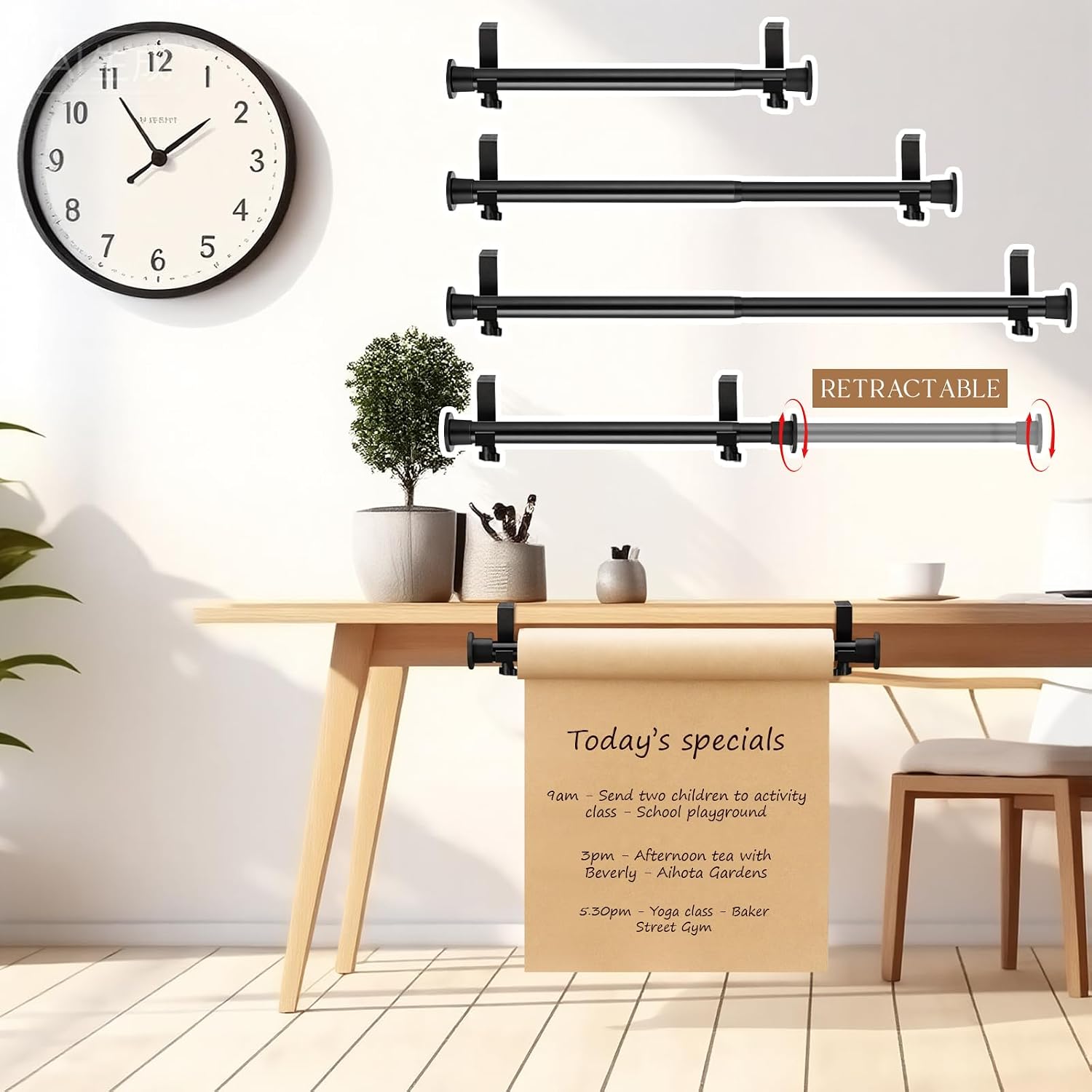 Condition photo showing New/Like New for hicarer kraft paper roll holder for table supports up to 450 lbs - heavy duty retractable clamp-on paper roll holder tabletop easel for to do lists, drafting wrapping, art supplies, drawing(black)