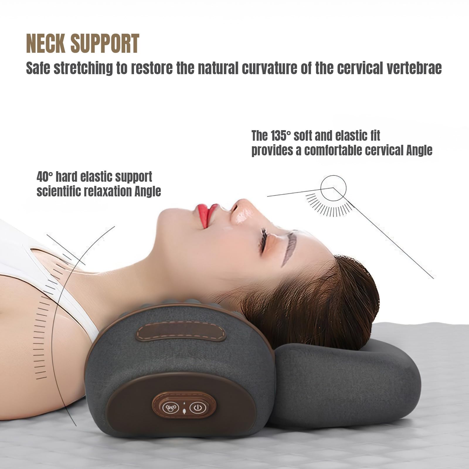 JOPWUE Memory Foam Nackenkissen, Kissen Traction Massagegerät, Kissen Massage Buckel, 3 in 1 Nackenmassagegerät Kissen, für Nacken und Schulter Schmerzlinderung mit kühlendem Seidenkissenbezug
