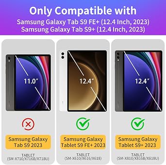 Wazzasoft for Samsung Galaxy Tab S9 Plus Case 12.4 Inch 2023 for Women Girls Cute Folio Cover with Pencil Holder Aesthetic Design Girly Kawaii Sun Moon Stars Tablet Case