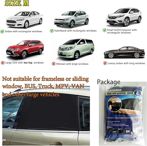 Miniatura 8 de Parasol para ventana de automóvil, paquete de 2 unidades de malla transpirable para ventana lateral trasera, protección UV para bebés, niños