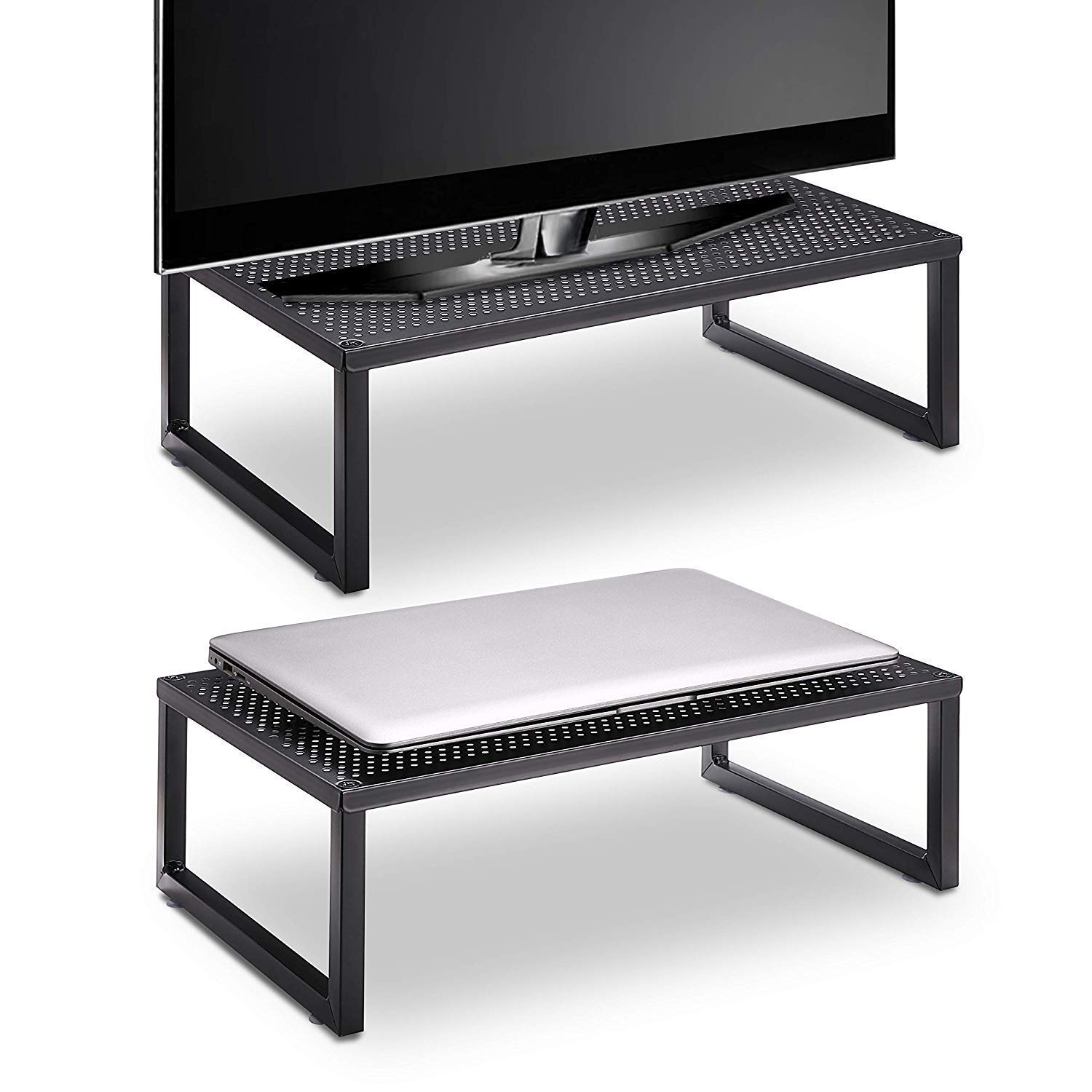 INDIAN DECOR. 39600 Space Saving Ergonomically Designed 2 Pack- Simple Trending Monitor Stand Riser, Metal Desktop Stand for Laptop, Computer, iMac, PC, Printer, (Black) (B08SYGFBH3) Amazon Price History, Amazon Price Tracker