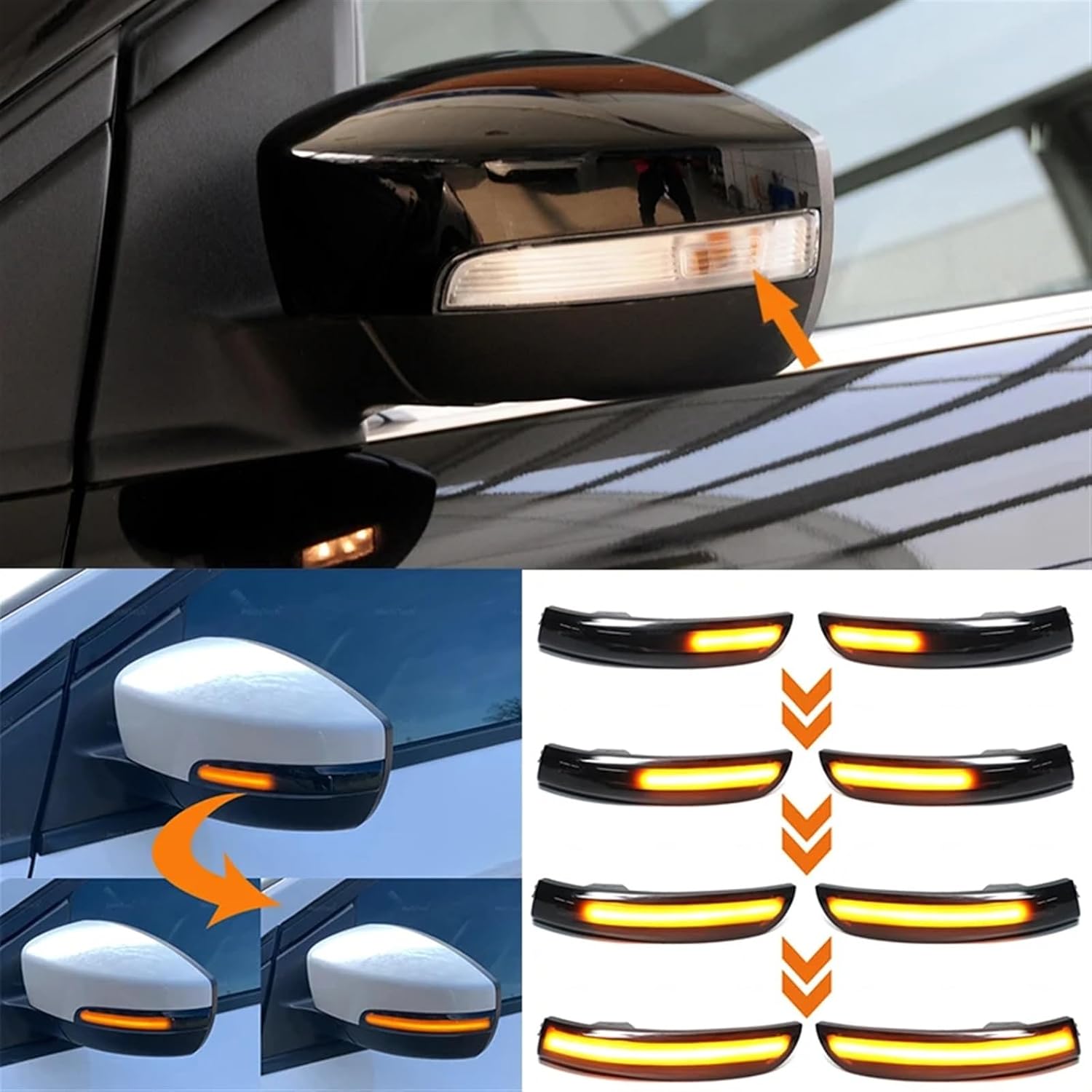Car Turn Signal Lights for Kuga for Escape for EcoSport 2013-18 Bicolor LED Dynamic Turn Signal Light Side Wing Rearview Mirror Sequential Indicator Lamp