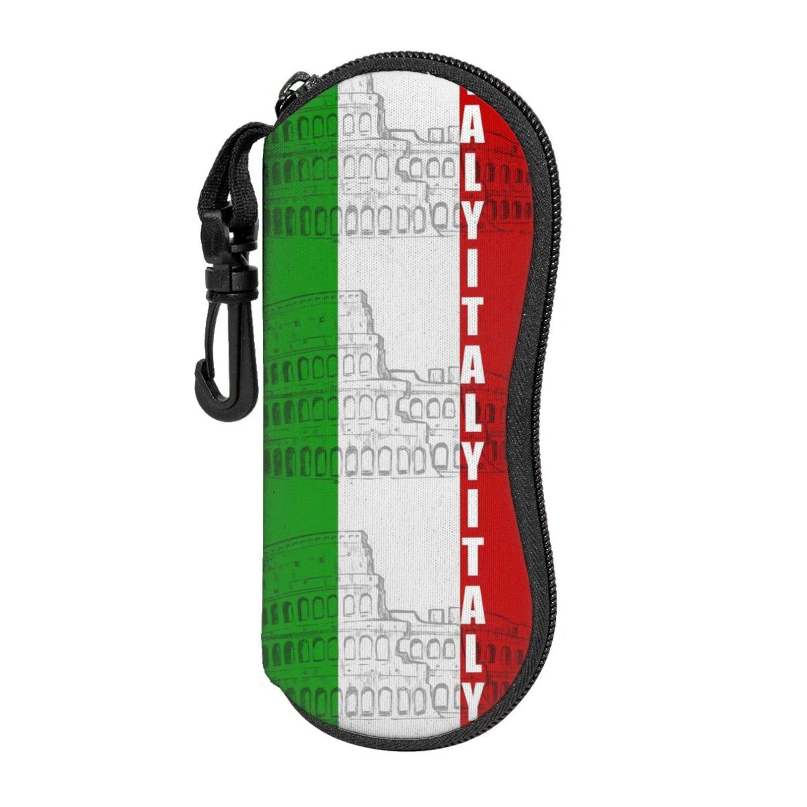 Aooedm Unisex As Pic Sunglasses Case With Belt Clip Soft Zip Eyeglass Cases - Italy Italian Flag Roman Colosseum