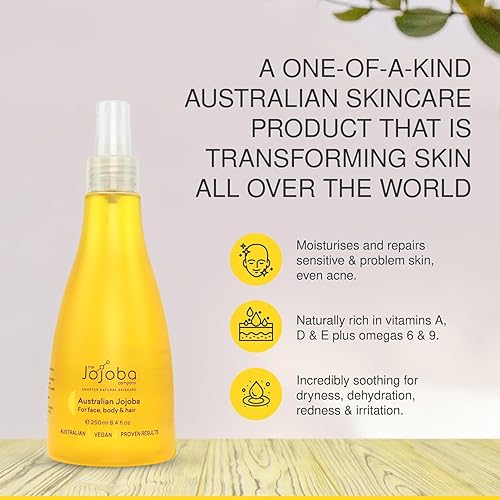 Miniatura 6 de Jojoba Aceite australiano 100% puro de 8.5 fl oz  Aceite natural prensado en frío para cara, cabello y cuerpo  Hidratante ligero, no grasoso,