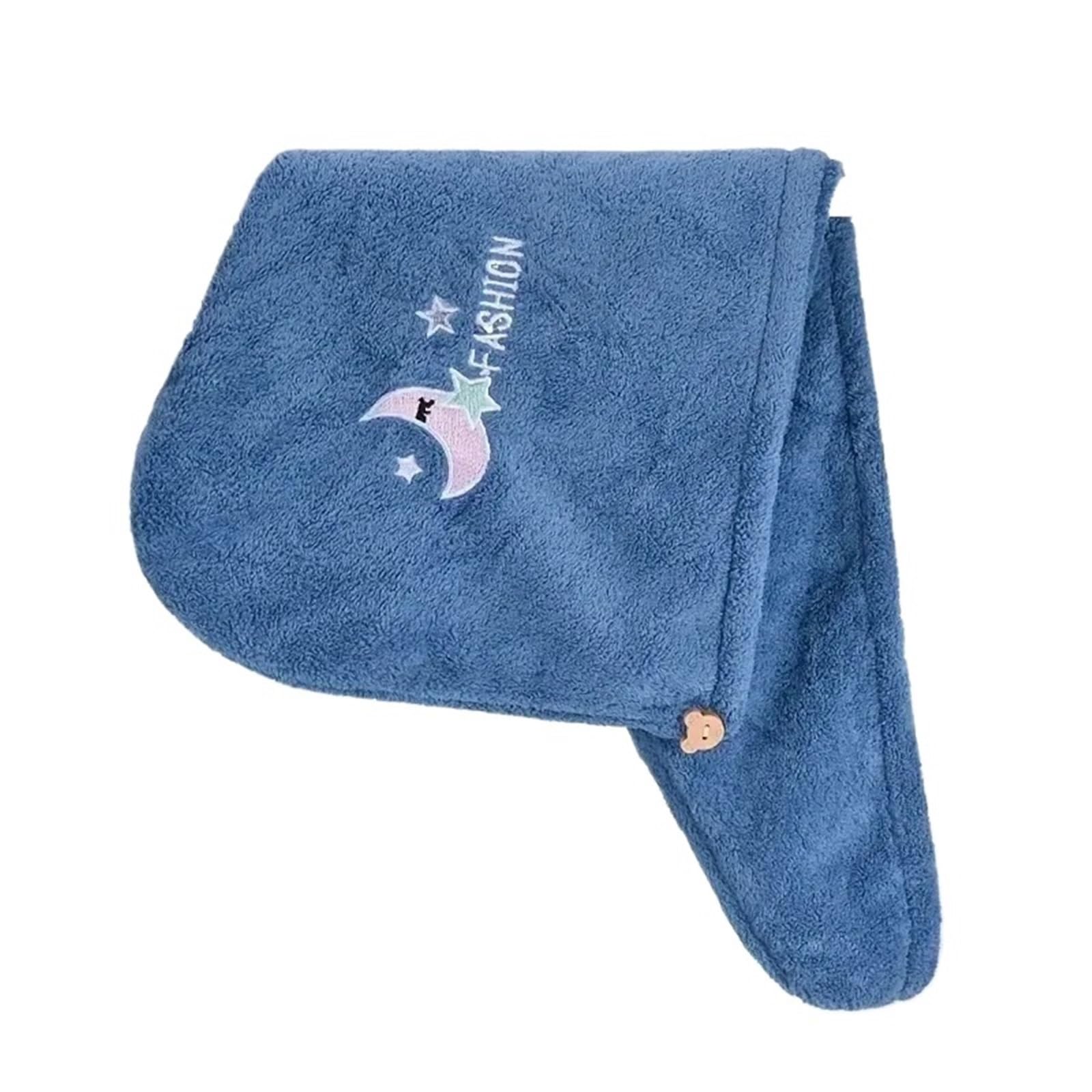 LUYSGBXR Hair Towel Quick Dry Shower Cap Turban For Women Girls Bathroom Super Absorbent Soft Towel Hair Wrap Bonnets(Blue)