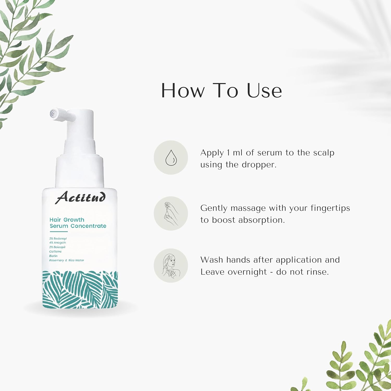 Actitud Advanced Hair Growth Serum for Hair Fall Control & Hair Growth - 3% Redensyl, 4% Anagain, 2% Baicapil, Caffeine, Biotin & Rice Water 30ml - Image 6