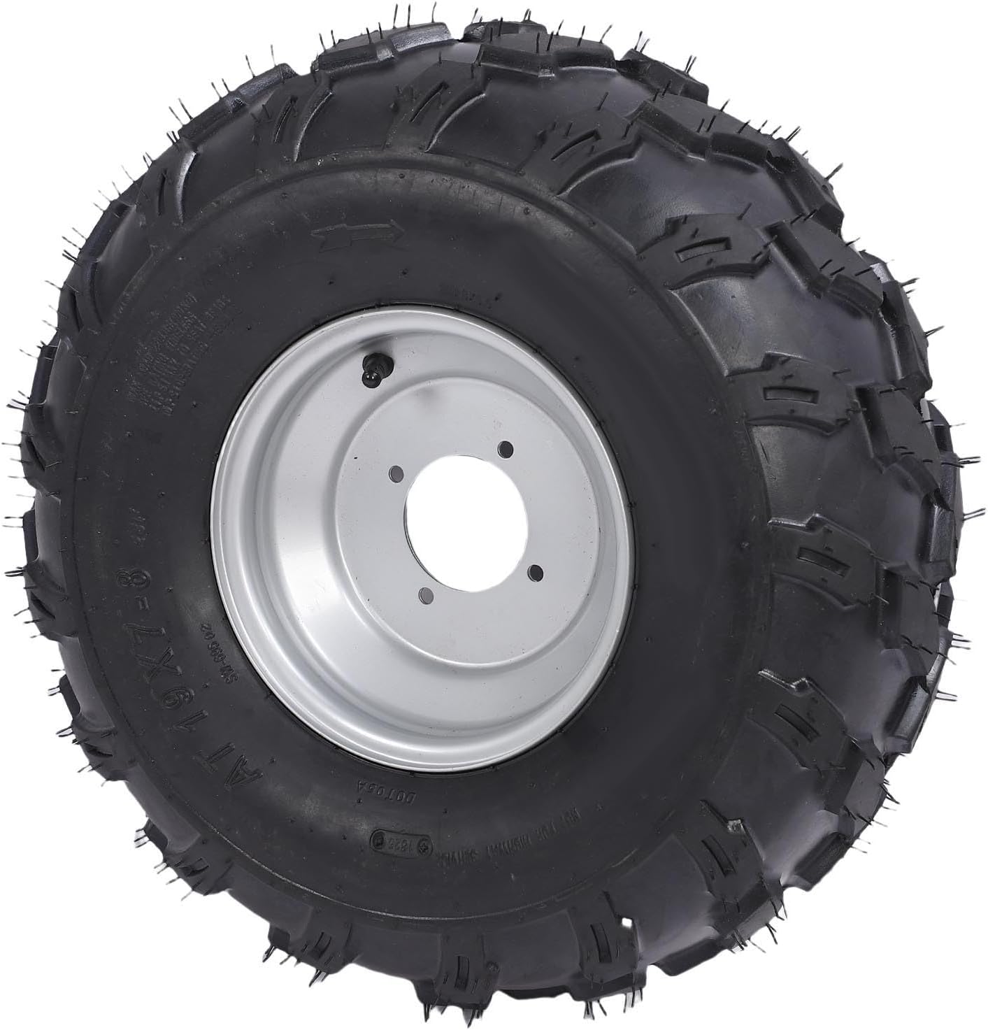 GOTOTOP 19x7-8 ATV Go Kart Wheel, 8 Inch Shaped Explosion Proof Tubeless Wheel with 4 Holes Rim Assembly for Quad Off Road, Cart, Lawn Mower