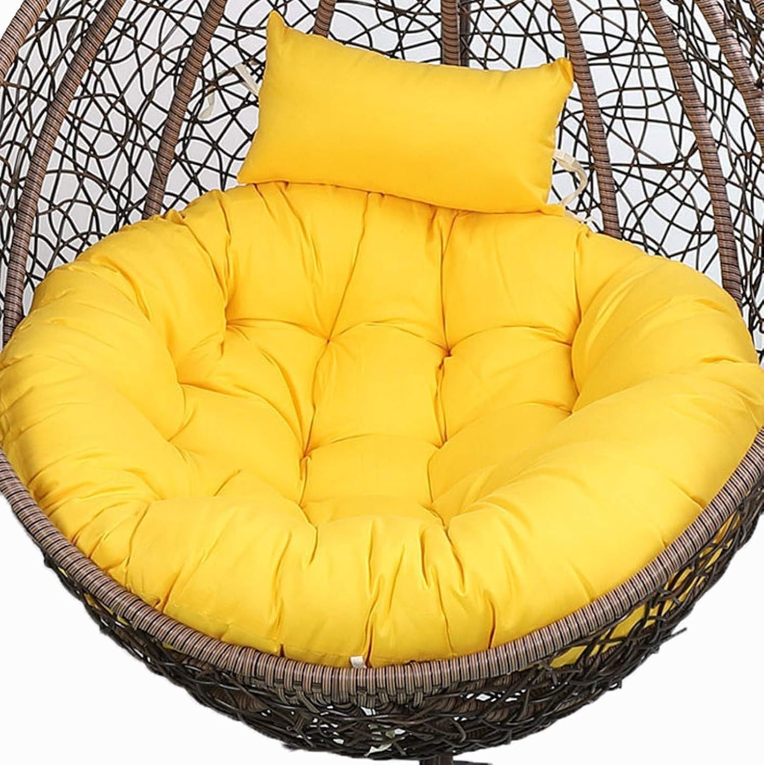 ERTsrhFD Outdoor Cushion Replacement for Hanging Swing, Thicken Round Hammock Chair Only, Washable Cushions(Yellow)