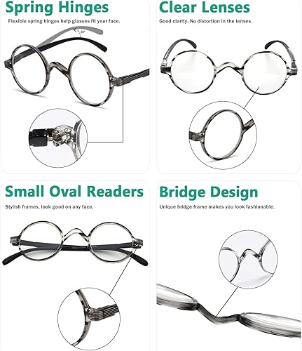 Miniatura 5 de Eyekepper Gafas de lectura redondas un poco más grandes que vintage profesor lectores ovalados (negro)