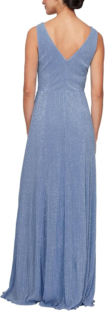 Amazon.com: Alex Evenings Women's Sleeveless V-Neck Long A-line, Elegant Formal  Gown, Wedding Guest, Party Dress, Dusty Blue Glitter, 2 : Clothing, Shoes &  Jewelry