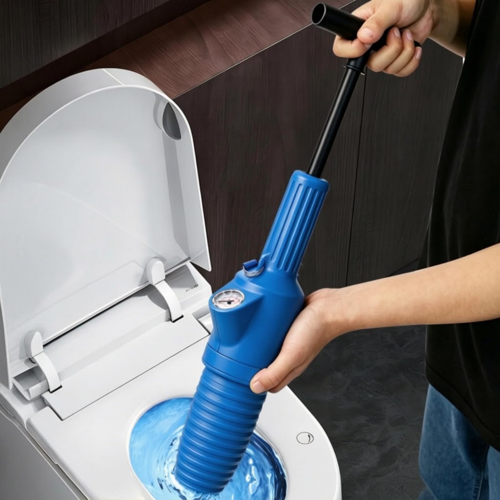 satascador Fuelle satascador Manual con Mango en T Compacto Herramienta Extracción Atascos para Baño, Fregaro