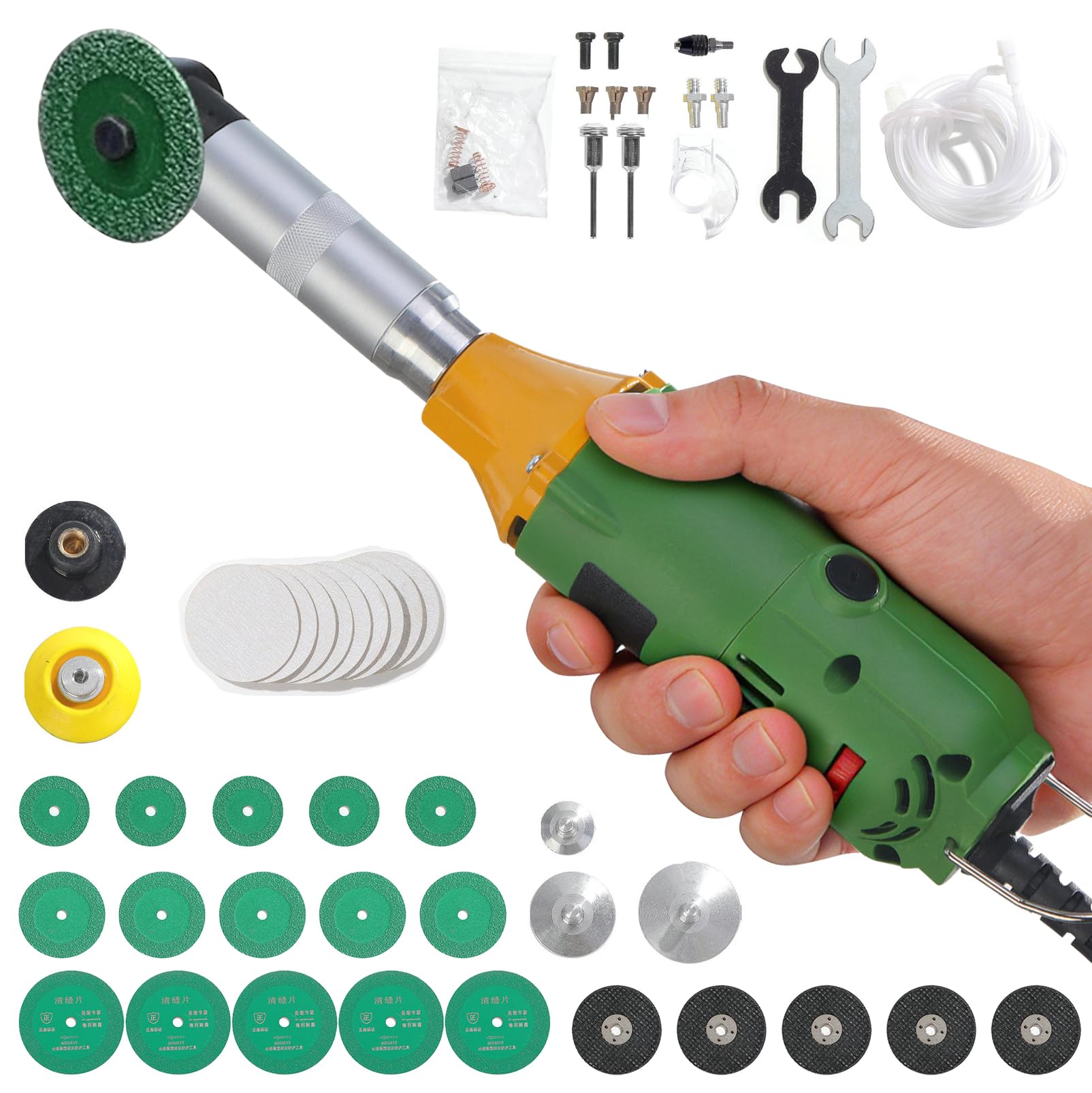 LIROPAU - Pulitore per giunti elettrico, set di pulizia per giunti da 350W, lucidatrice elettrica per la pulizia delle fughe dei pavimenti, apertore per giunti del pavimento in piastrelle a 90°, 6
