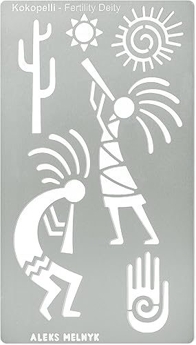 Aleks Melnyk No.434 Plantilla de metal, deidad de fertilidad Kokopelli, diseños de petroglifos, plantilla pequeña, 1 unidad, plantilla para leña,