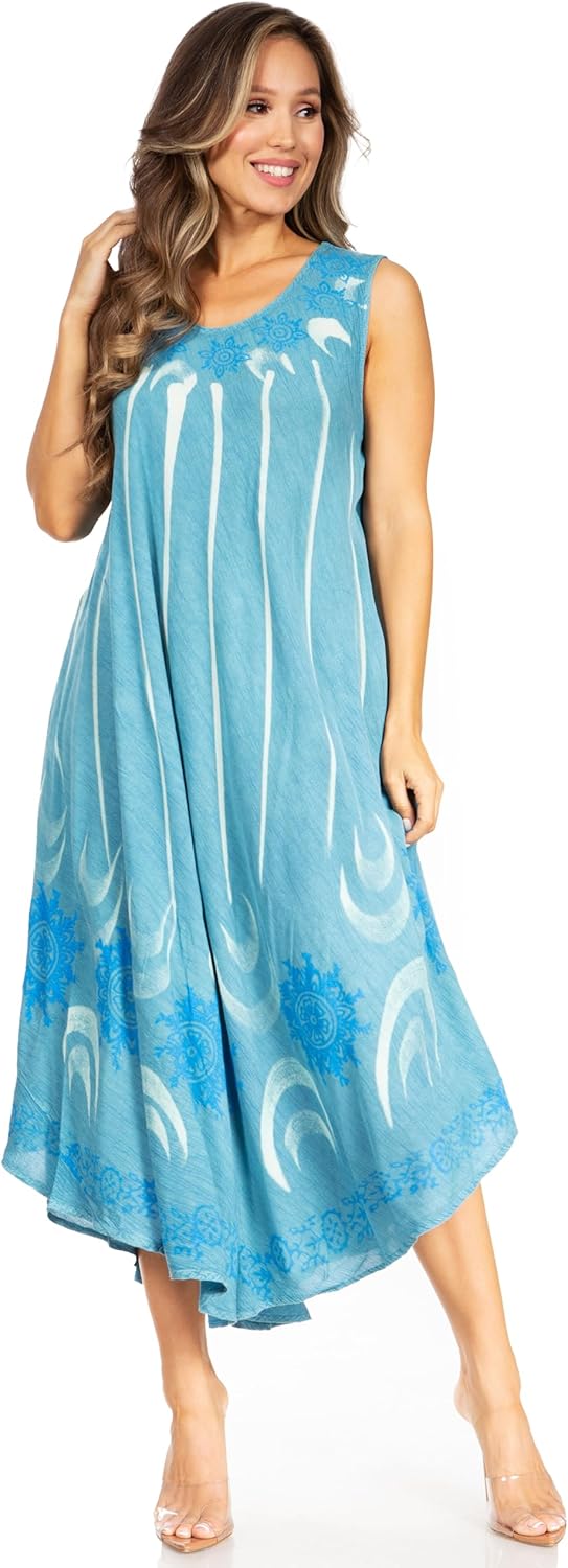 Sakkas Starlight Fourth Women's Tie Dye Caftan Tank Dress/Cover Up Beach Kaftan - Image 5
