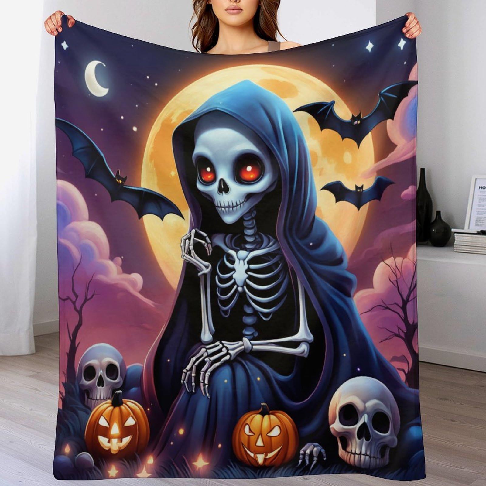 Flannel couverture douce moelleuse squelette d'Halloween haut de gamme