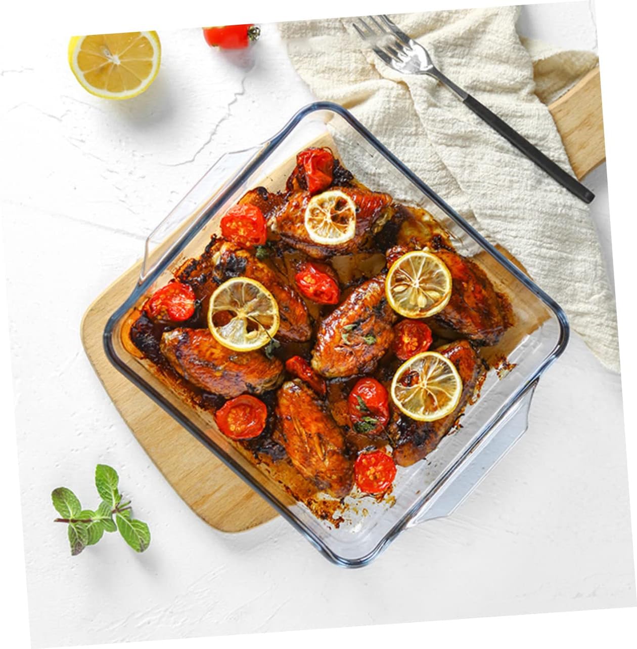 Solid Baking Pan for Pizza Tempered Glass Home Use Non-stick Surface Easy to Clean