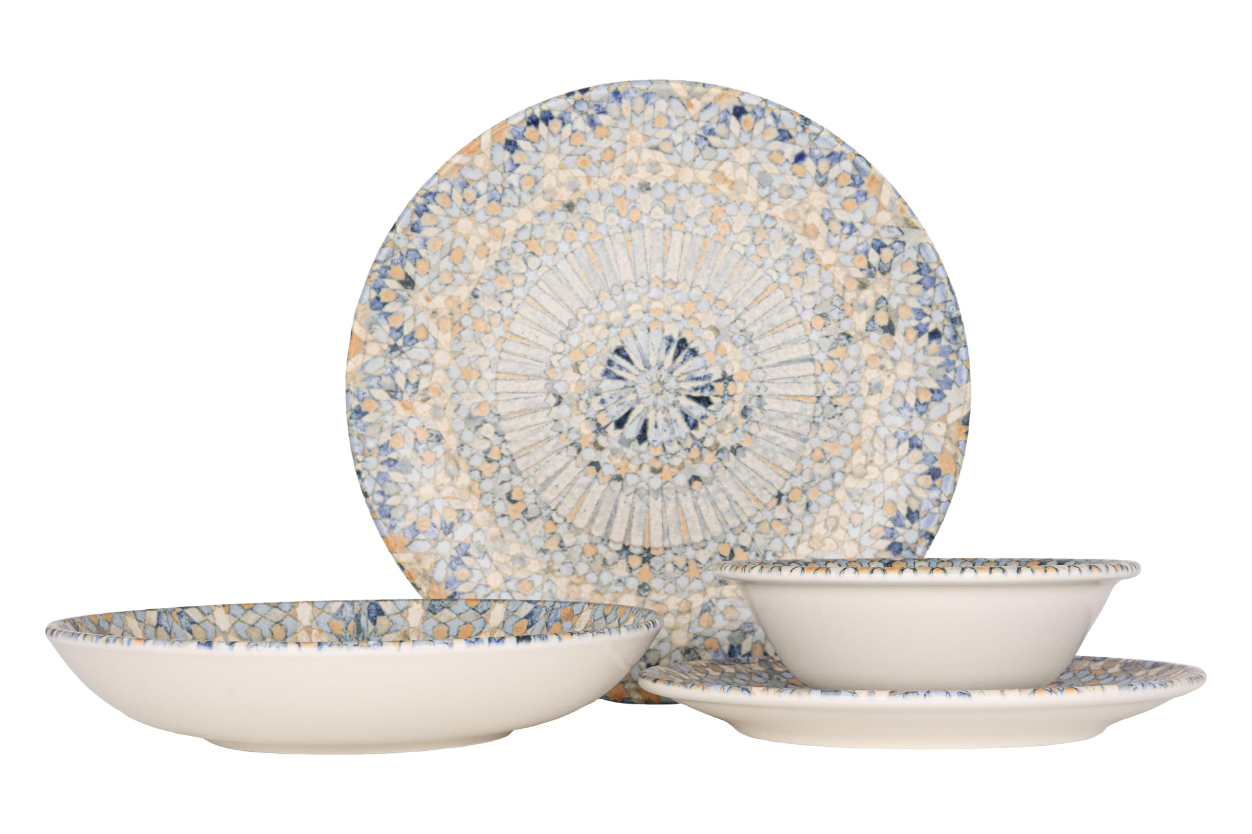 Bonna Zestaw obiadowy (średni) - Luca Mosaic - 24 sztuki - 6 Osób - Porcelana