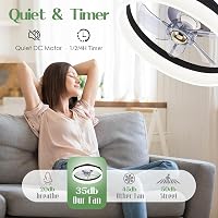 IZOWE 40 cm LED Mennyezeti Ventilátor Távirányítóval 6 Fokozat Dimmelhető Fekete 5