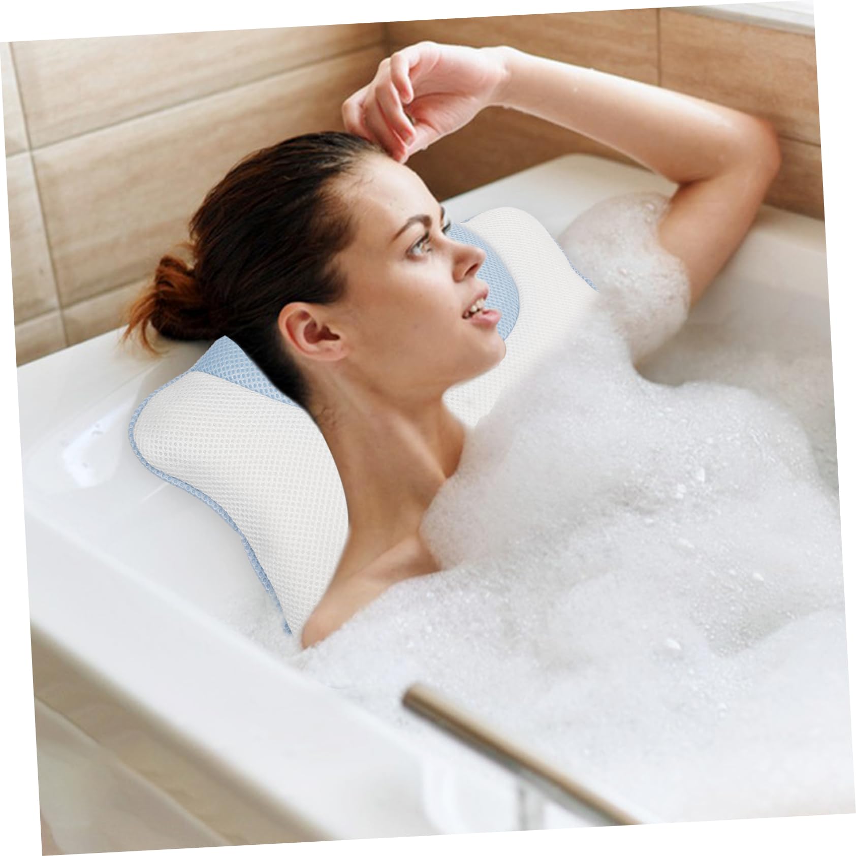 Cuscino Bagno con Ventose Antiscivolo Poggiatesta per Bagno e Spa e Idromassaggio