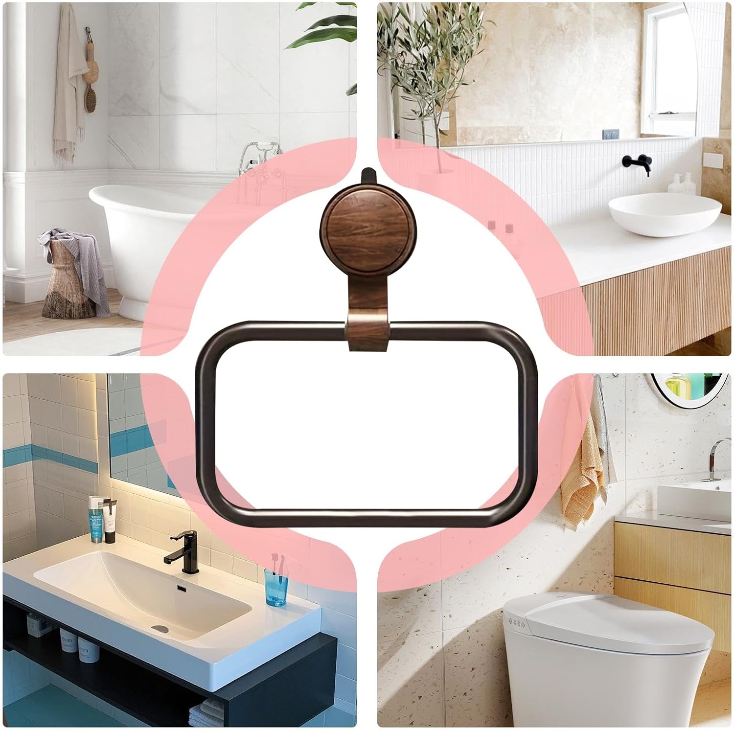 Towel Ring: Aluminum Towel Holder, Vacuum Suction Holder, Modern Decoration Non-Drilling Kitchen Bathroom Accessories for Home Hotel Bathroom Bedroom Office