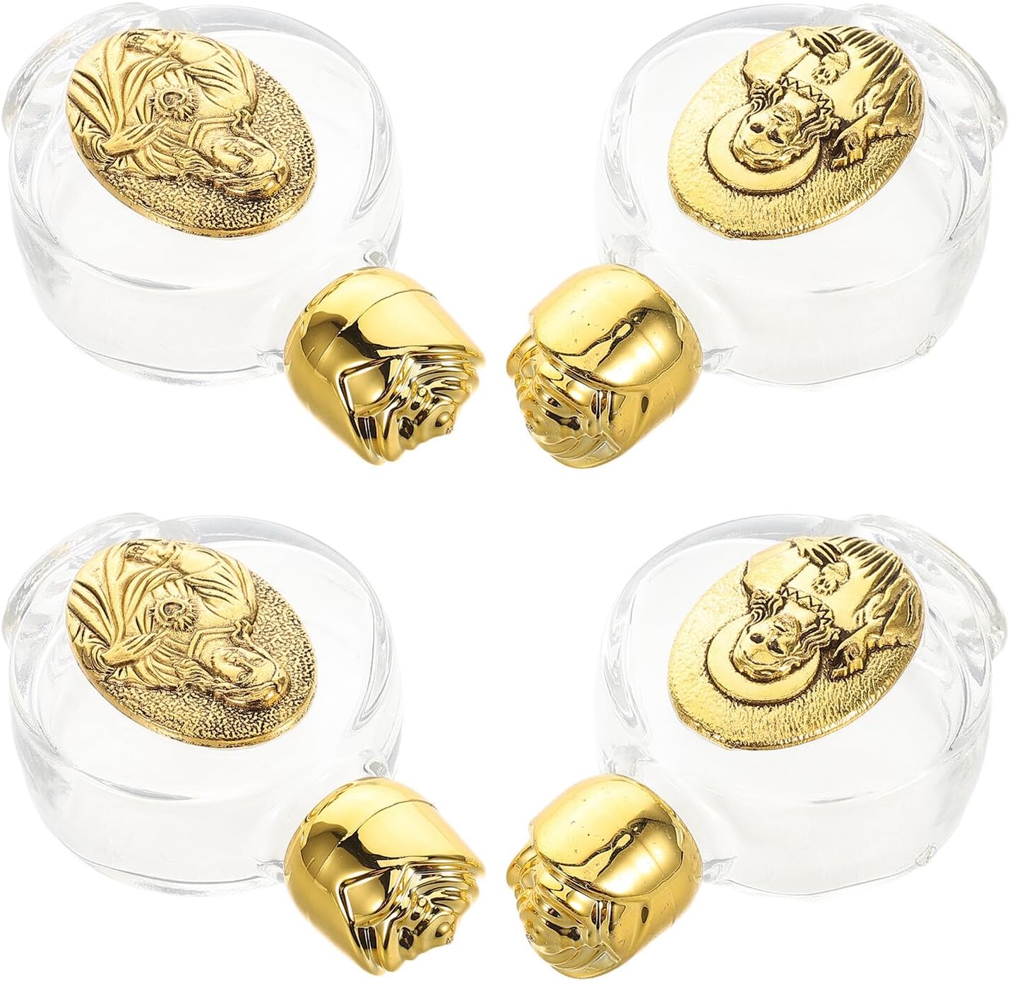 4pcs Embossed Glass Holy Water Bottles, Portable Refillable Religious Containers for Baptism and Wedding Decorations, Small Vintage Design Perfume Apothecary Jars