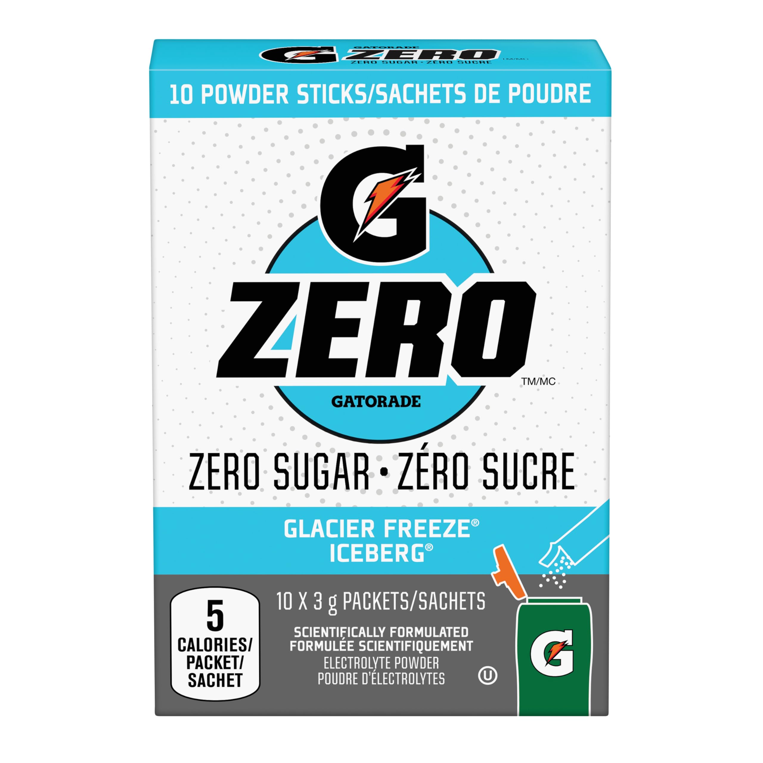 GATORADE ZERO - Glacier Freeze Electrolyte Powder Drink Mix 8 Sachets (30g) By COUGAR | Zero Sugar Hydration Powder | 5 Calories Per Sachet – (Imported - USA)-image-16