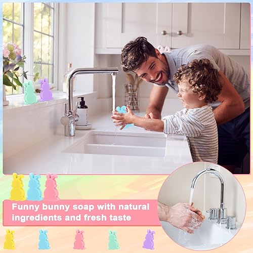 Miniatura 6 de Swiffen Juego de 50 juegos de jabón en forma de conejo de Pascua, regalo para mujer, cesta de Pascua, suministros de caza de huevos de Pascua,