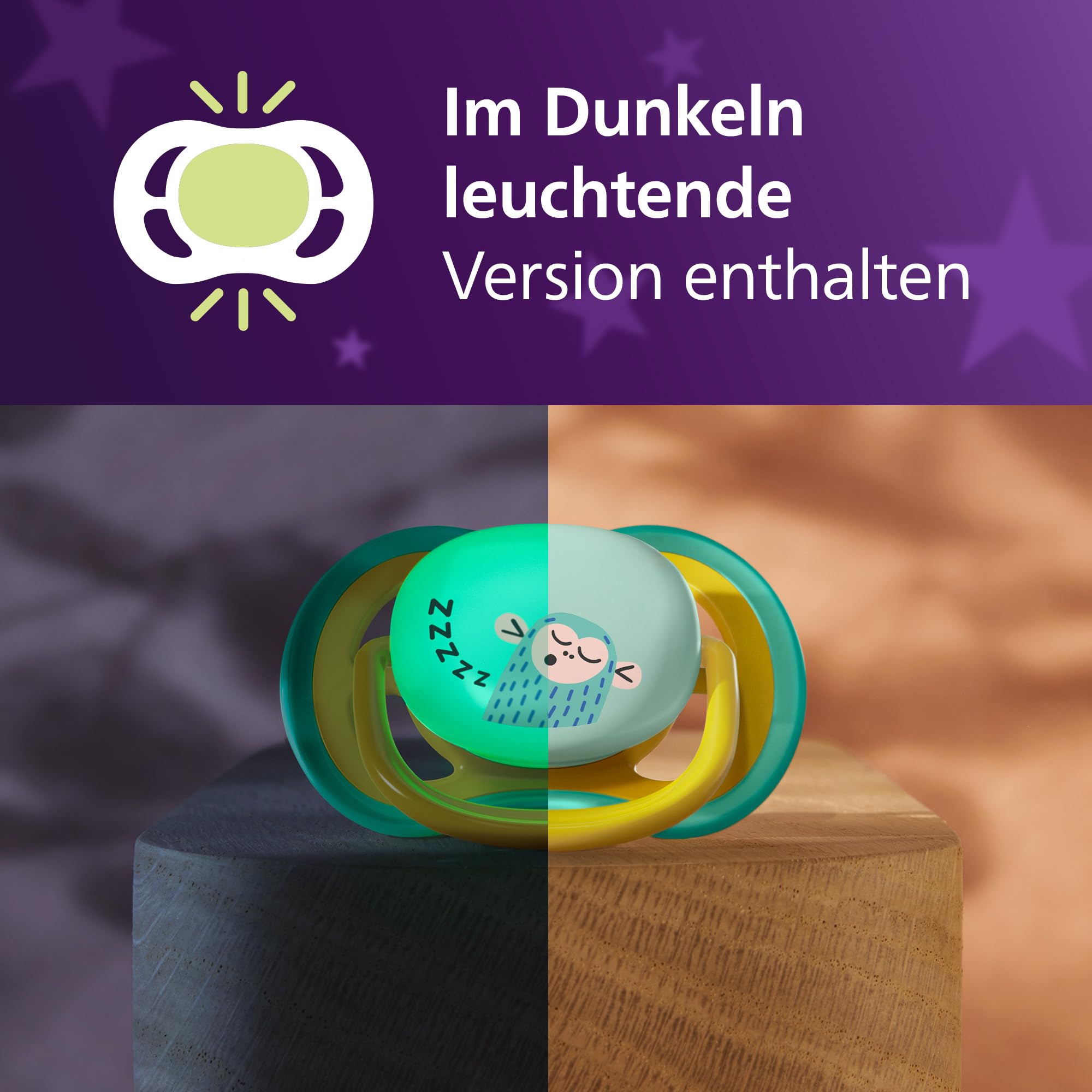 Philips Avent ultra air Day & Night Schnuller – kiefergerecht geformtes Design, für Babys ab 18 Monaten, leuchtet im Dunkeln, extra fester, symmetrischer Silikonsauger, BPA-frei, 4er-Pack, SCF349/56 - 4