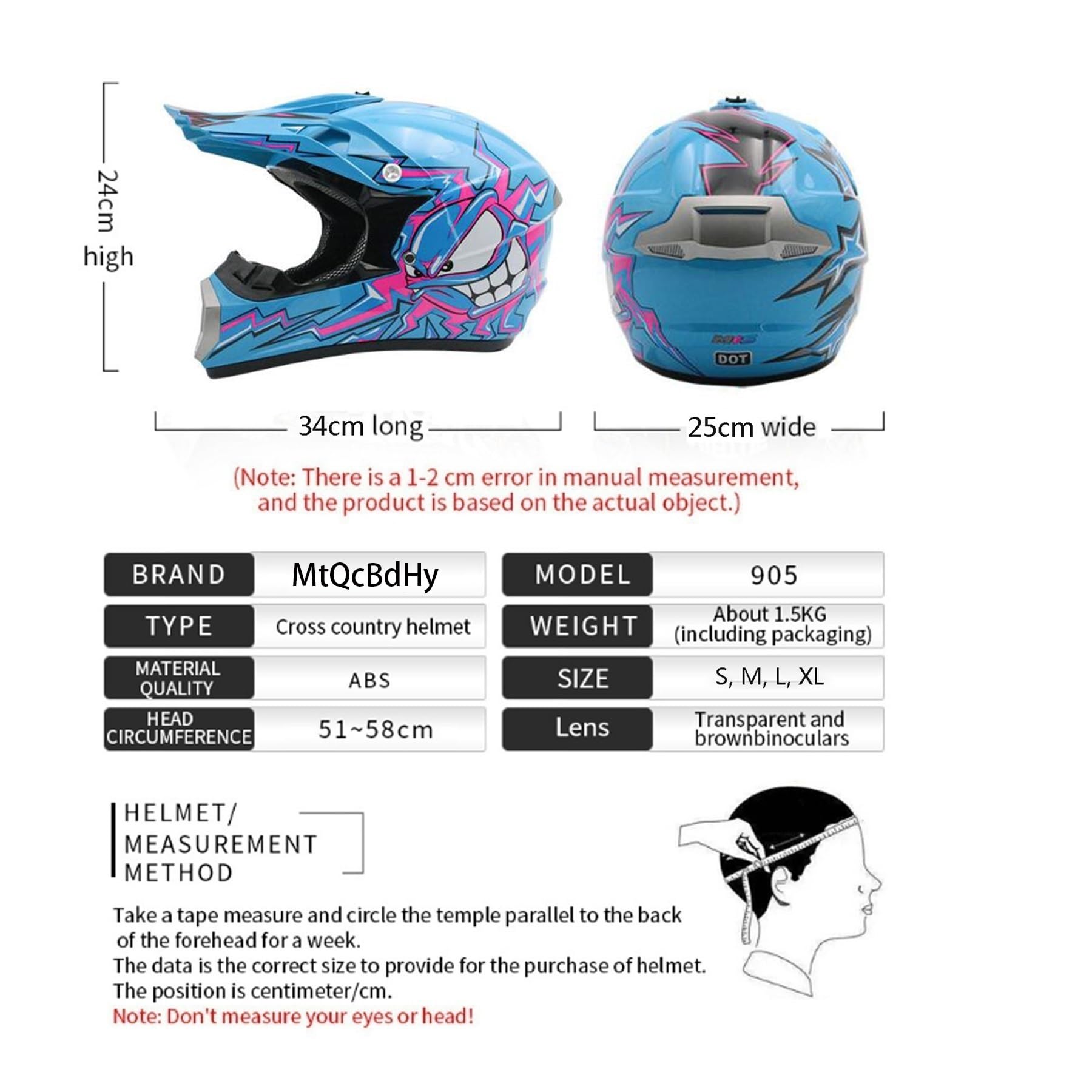 Casco de motocross para niños, casco de moto de montaña, para jóvenes y adultos, casco de motocross, todoterreno, esquí, quad, mountain bike, BMX, Downhill Off Road Helm, con guantes máscara