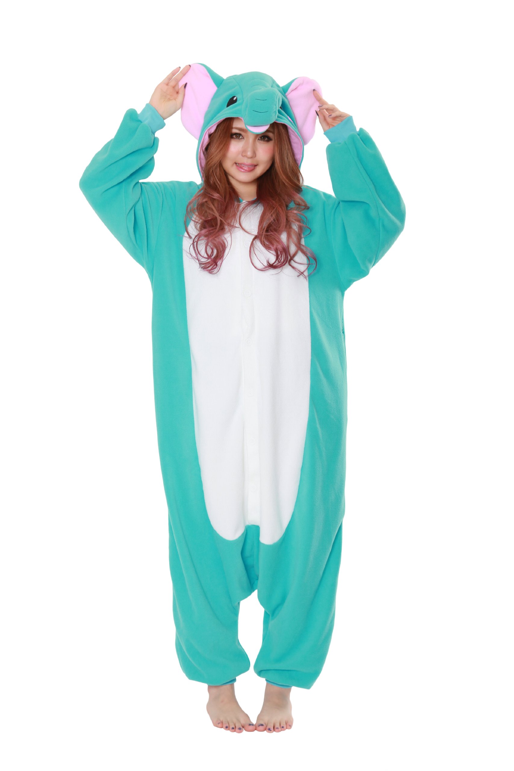 Elefant Onesie Kigurumi Einteiler Onesie Kostüm Jumpsuit | SAZAC Kigurumi | für Kinder und Erwachsene | One Size Fits All (155 – 180 cm)