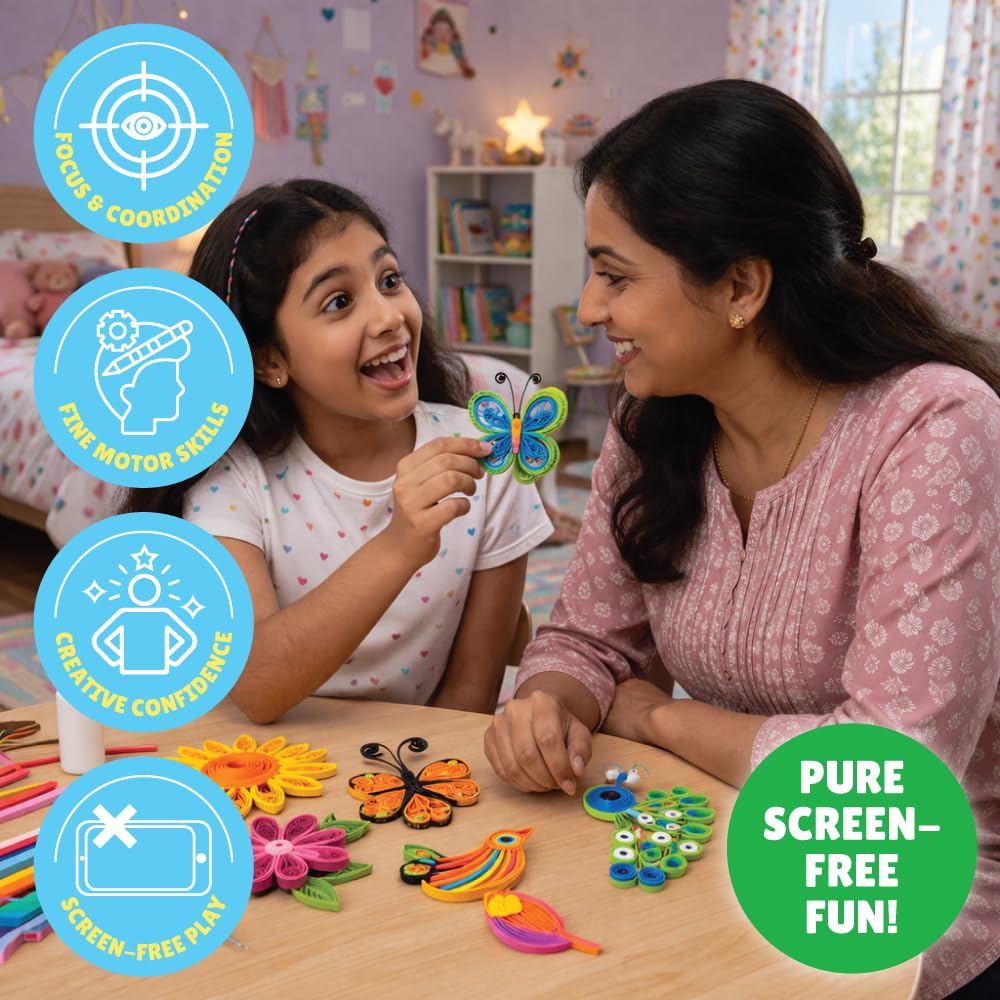 Kalakaram DIY Quilling Set for Kids | 600 Quilling Paper Strips for Stars | Learn Rolling, Twisting, Curling & Paper Art Techniques | Creative Art and Craft Activity Kit for Girls, Boys & Beginners | Educational DIY Paper Craft Set 2