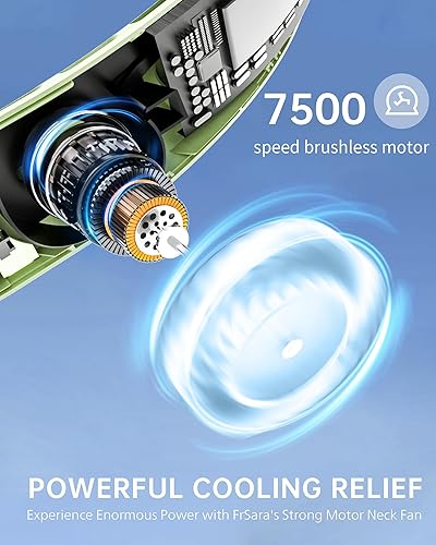 Miniatura 4 de FrSara Ventilador de cuello portátil sin hojas 4000 mAh carga USB salida de aire circundante de 360 ajustable de tres velocidades silencioso