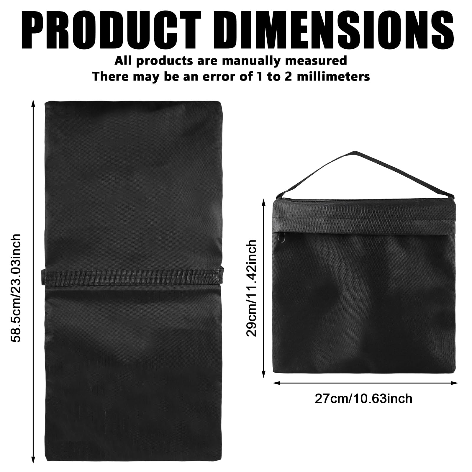 5 sacchi di sabbia per fotografia, 27 x 29 cm, sacco di sabbia con moschettone e sacchetto Ziplock, tessuto Oxford 600D, portata massima: 10 kg, sacco di sabbia vuoto per lampada fotografica,
