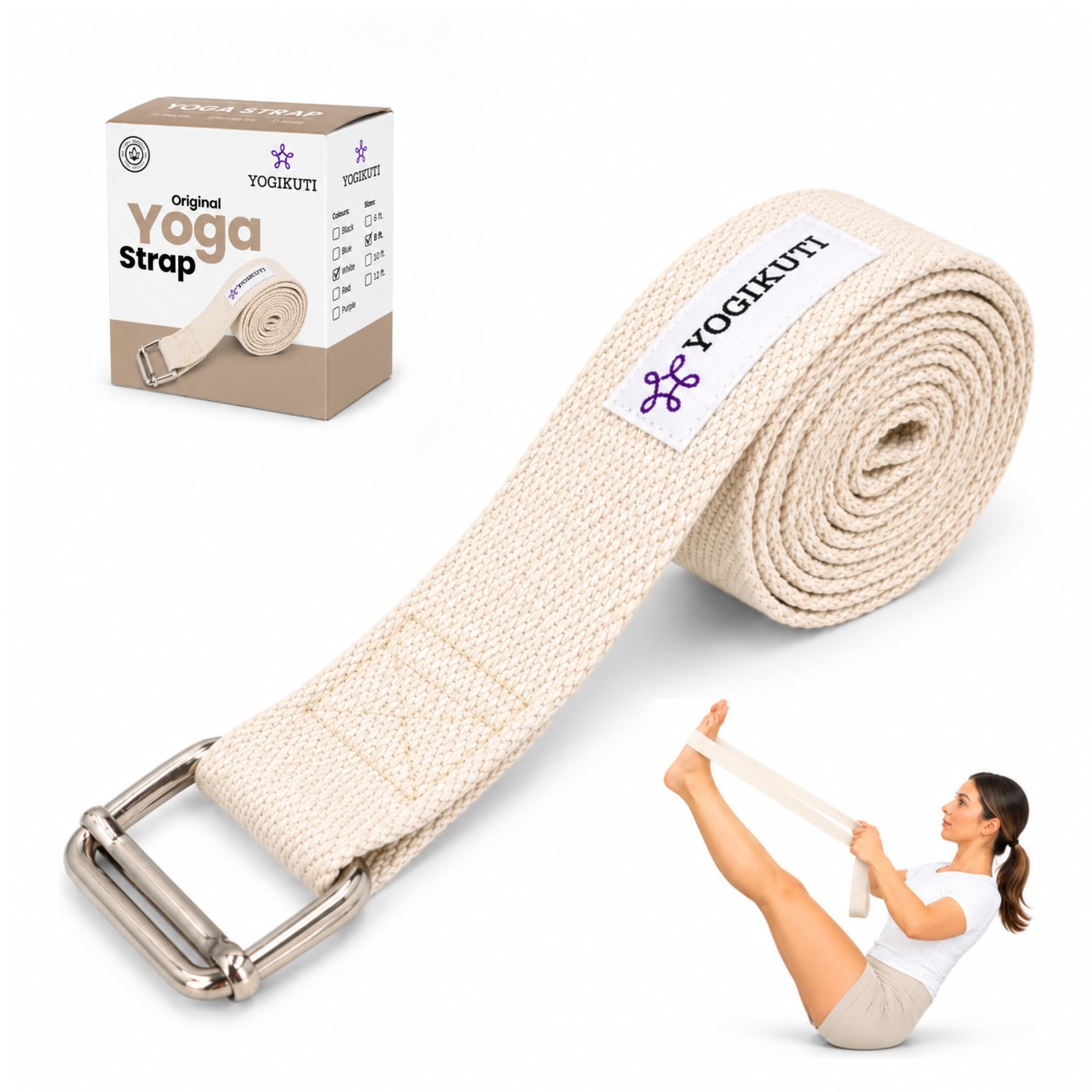 Correa de yoga (9 pies (3 m), blanco)