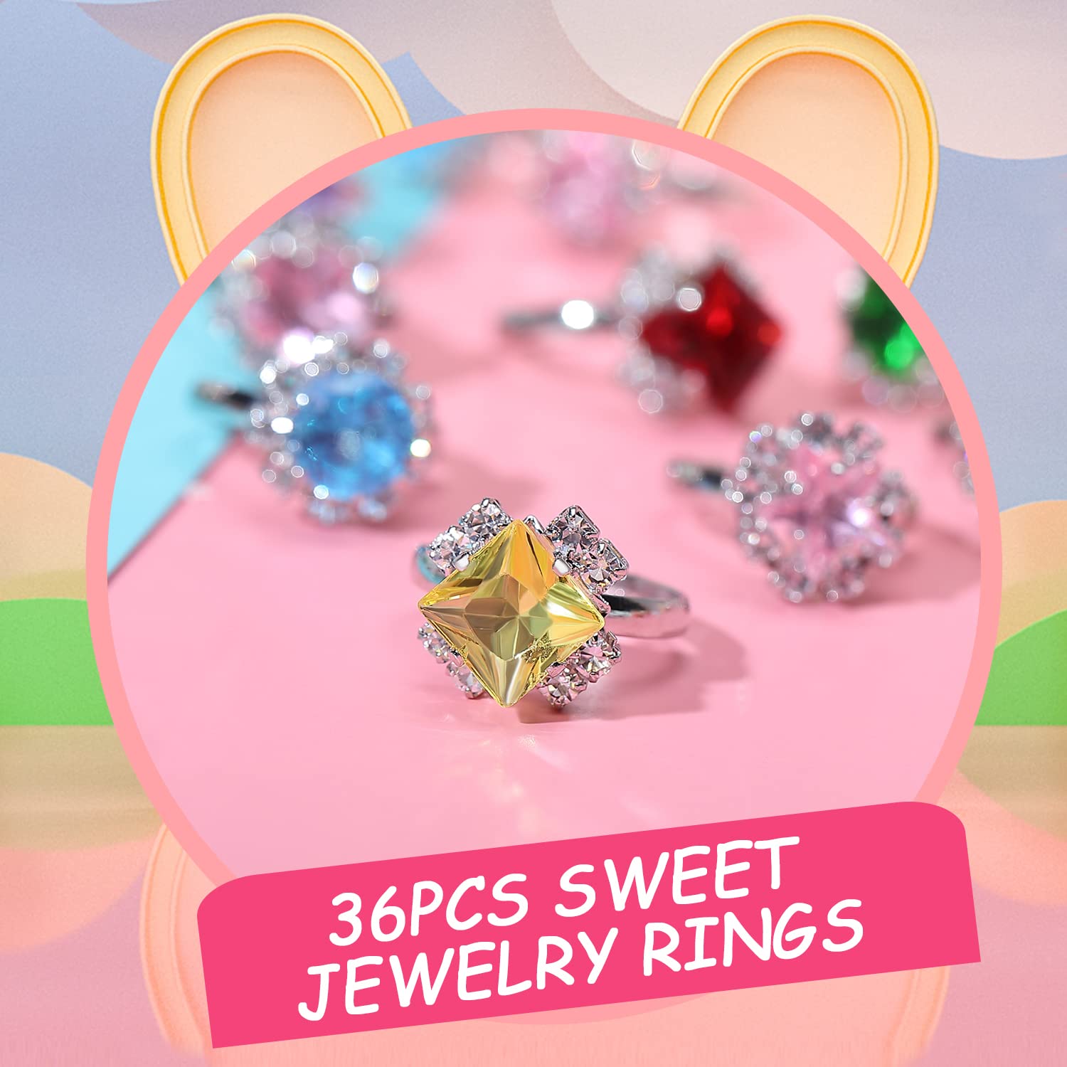 Snapklik.com : Jewel Rings For Kids 24pc Adjustable No Duplication Girl ...