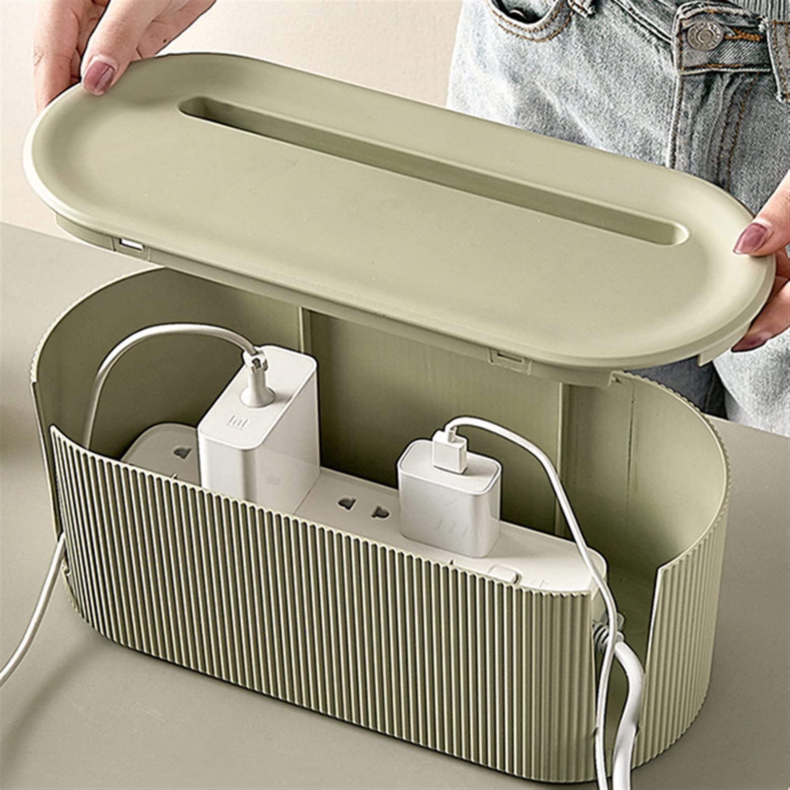Kabelmanagementbox Kabelaufbewahrungsbox Netzteilplatine Ladegerät-Buchsen-Manager zum Verstecken von Kabeln und Steckdosenleisten Aufbewahrungsbox Home Office Protector Cable Tidy Box (Color : Coff