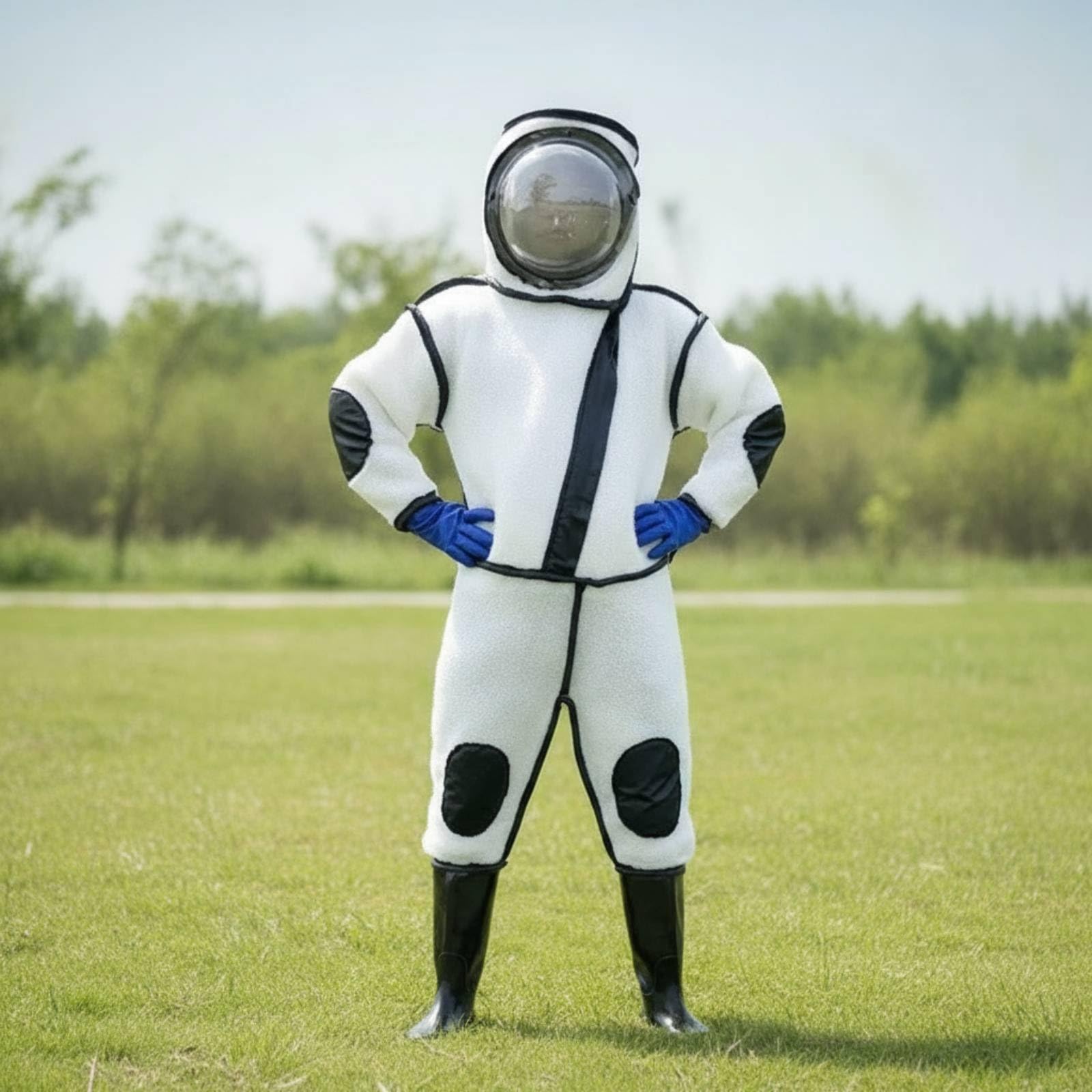 harayaa Traje Protector de Abejas Mono de Apicultor con Capucha Malla Facial Cremallera Refuerzos en y Rodillas Materiales de Malla Acero Inoxidable y Caucho
