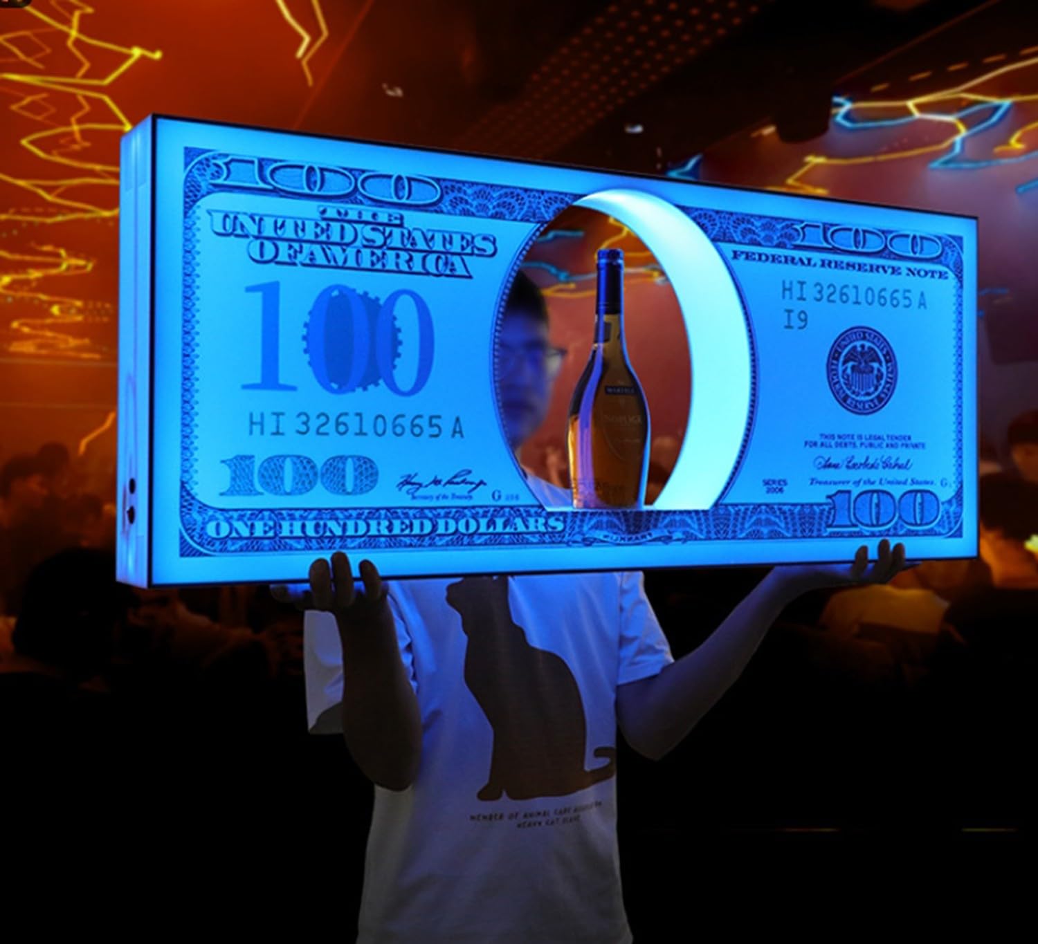 Portabottiglie Luminoso A LED, Espositore Per Bottiglie Di Vino Con Dollaro Luminoso, Porta Vino Da Cocktail Bar Commerciale/Discoteca/Villa/Festa Privata 85 * 42cm