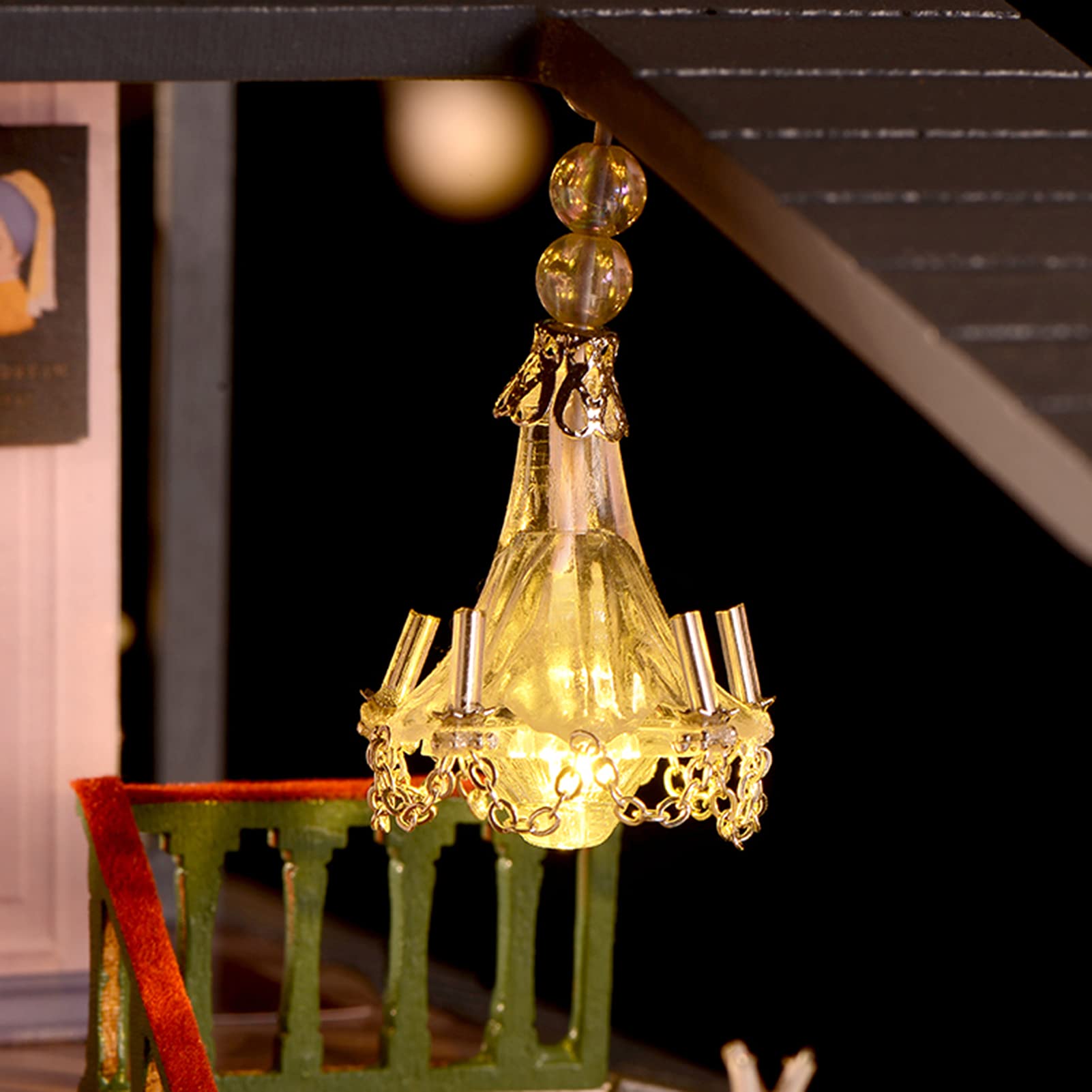 Diyeeni Romantyczny Drewniany Domek dla Lalek Miniaturowy 3D Zestaw do Samodzielnego Budowania w Skali 1:24 Trzypiętrowa Willa z Oświetleniem LED, Rękodzieło na Prezent dla Dorosłych
